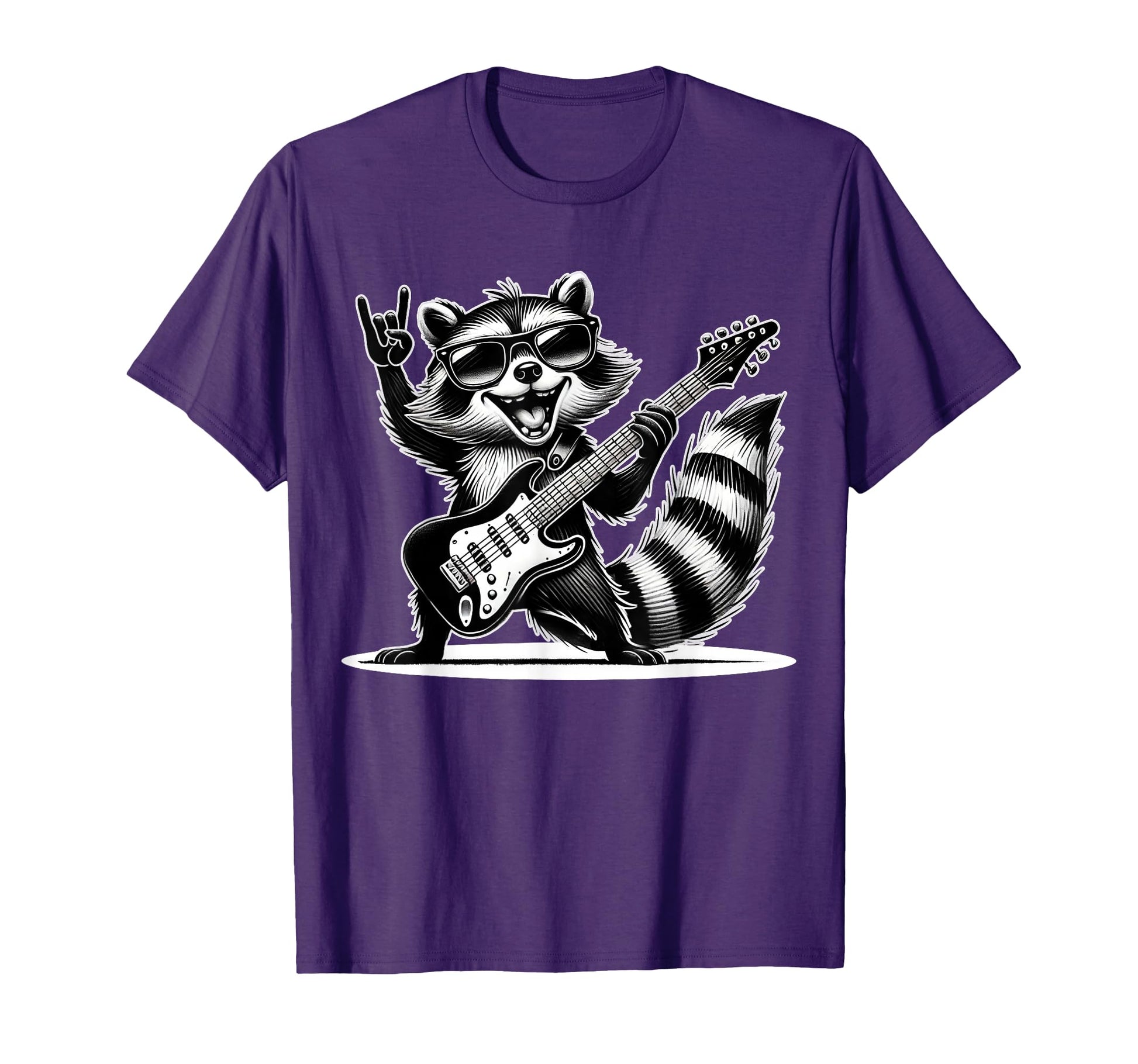 Raccoon Rock Music Lovers Funny T-Shirt - Streetwear Style for Adults - T-Shirt, Sweatshirt, Hoodie