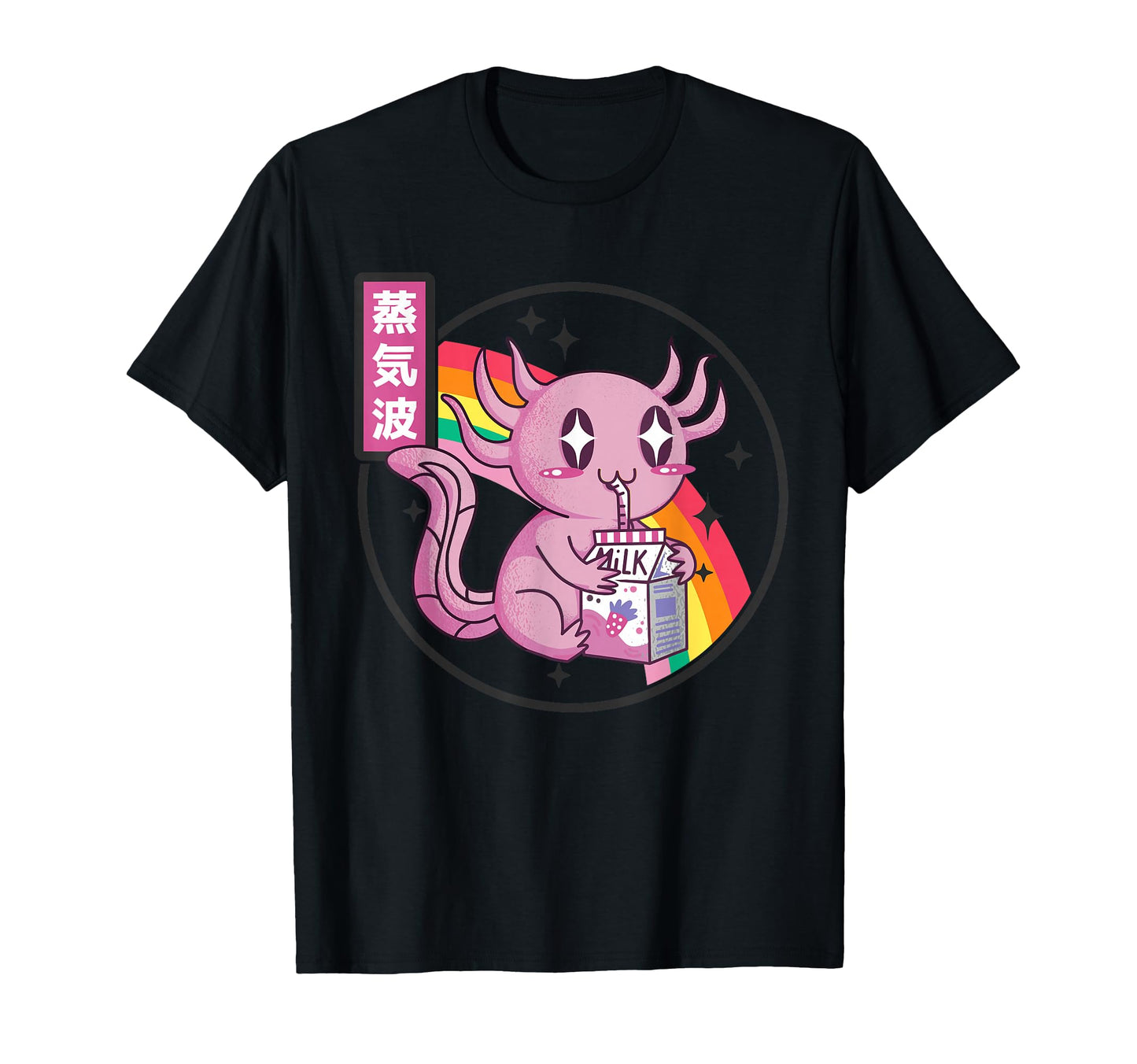 Axolotl Strawberry Milk Kawaii Rainbow T-Shirt - Streetwear Style Unisex - T-Shirt, Sweatshirt, Hoodie