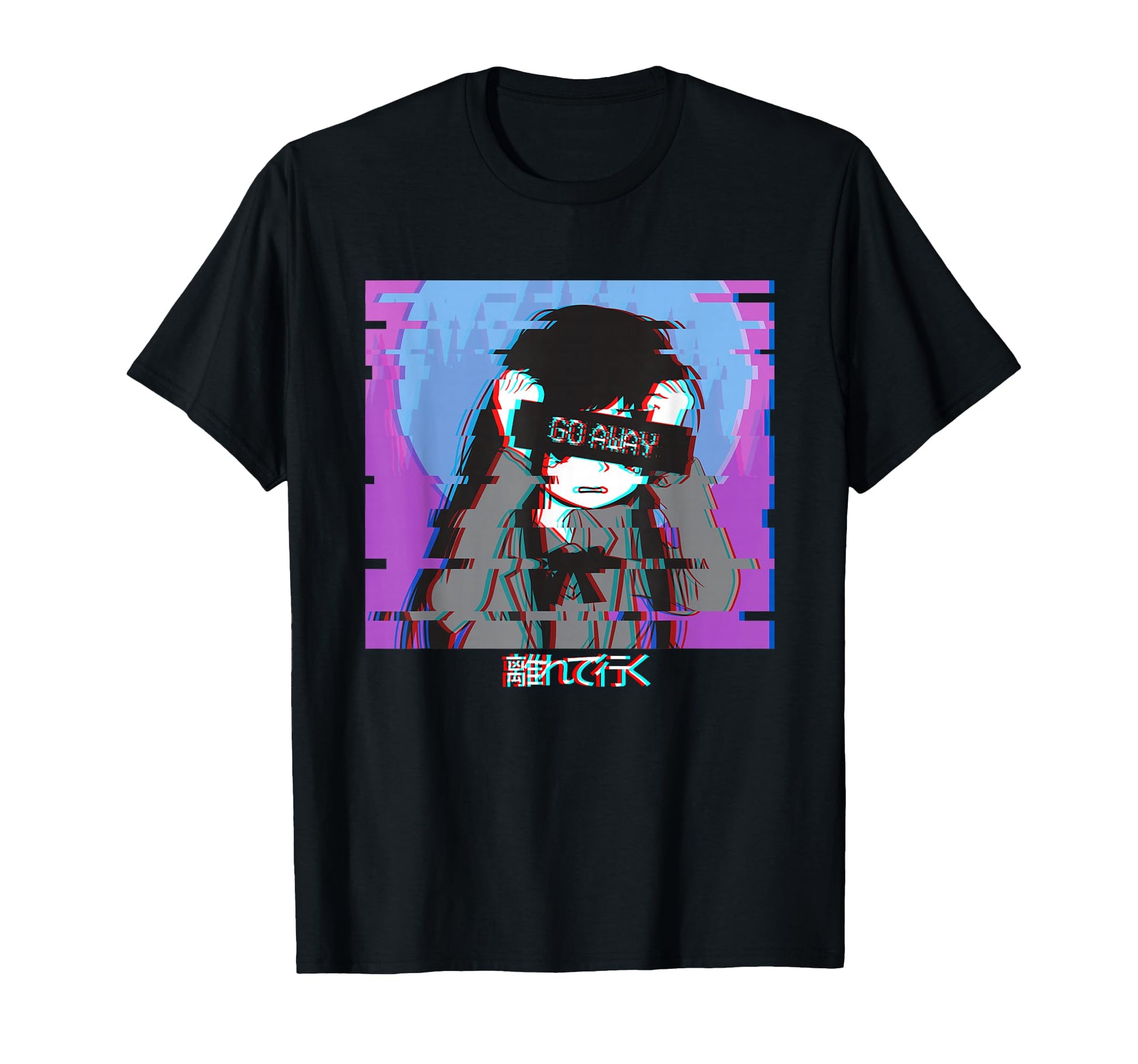 Go Away Sad Anime Japanese Vaporwave T-Shirt - Graphic Print Unisex - T-Shirt, Sweatshirt, Hoodie