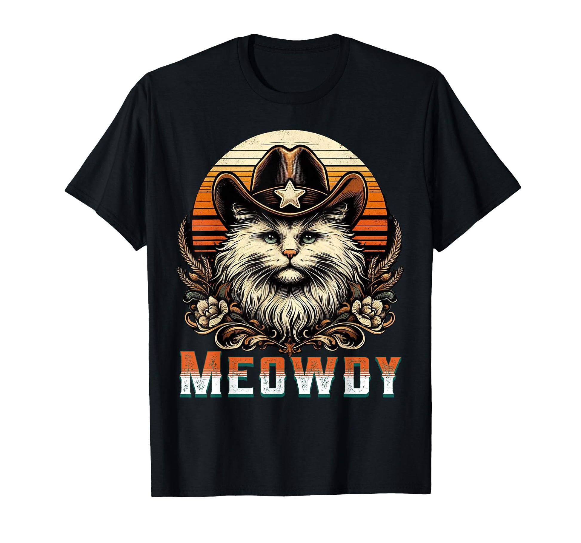 Meowdy Cat Cowboy Funny Country Cat T-Shirt - Custom Art Print Unisex - T-Shirt, Sweatshirt, Hoodie