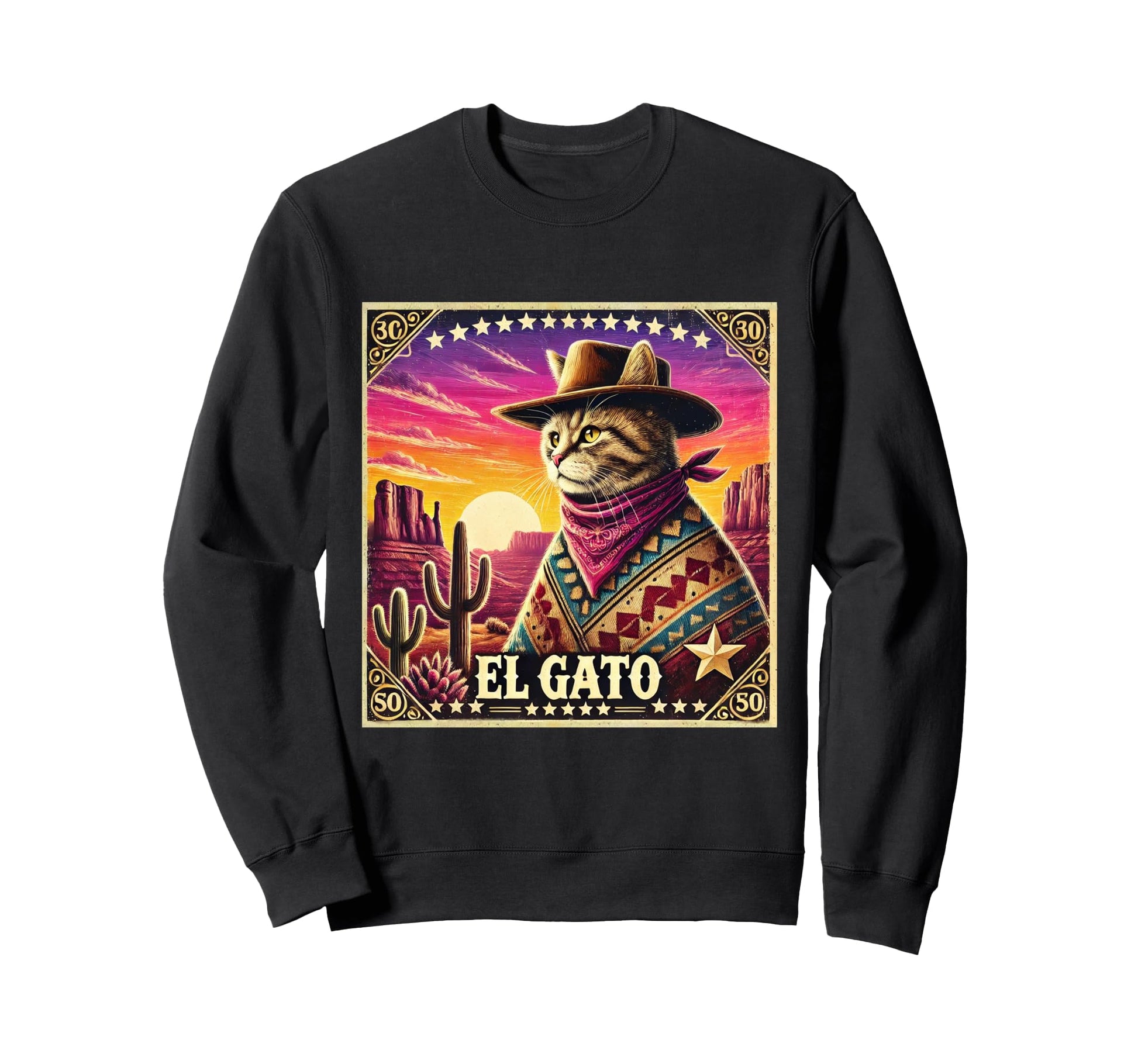 El Gato Cowboy Cat Funny Western Sweatshirt - Casual Everyday Wear Unisex - T-Shirt, Sweatshirt, Hoodie
