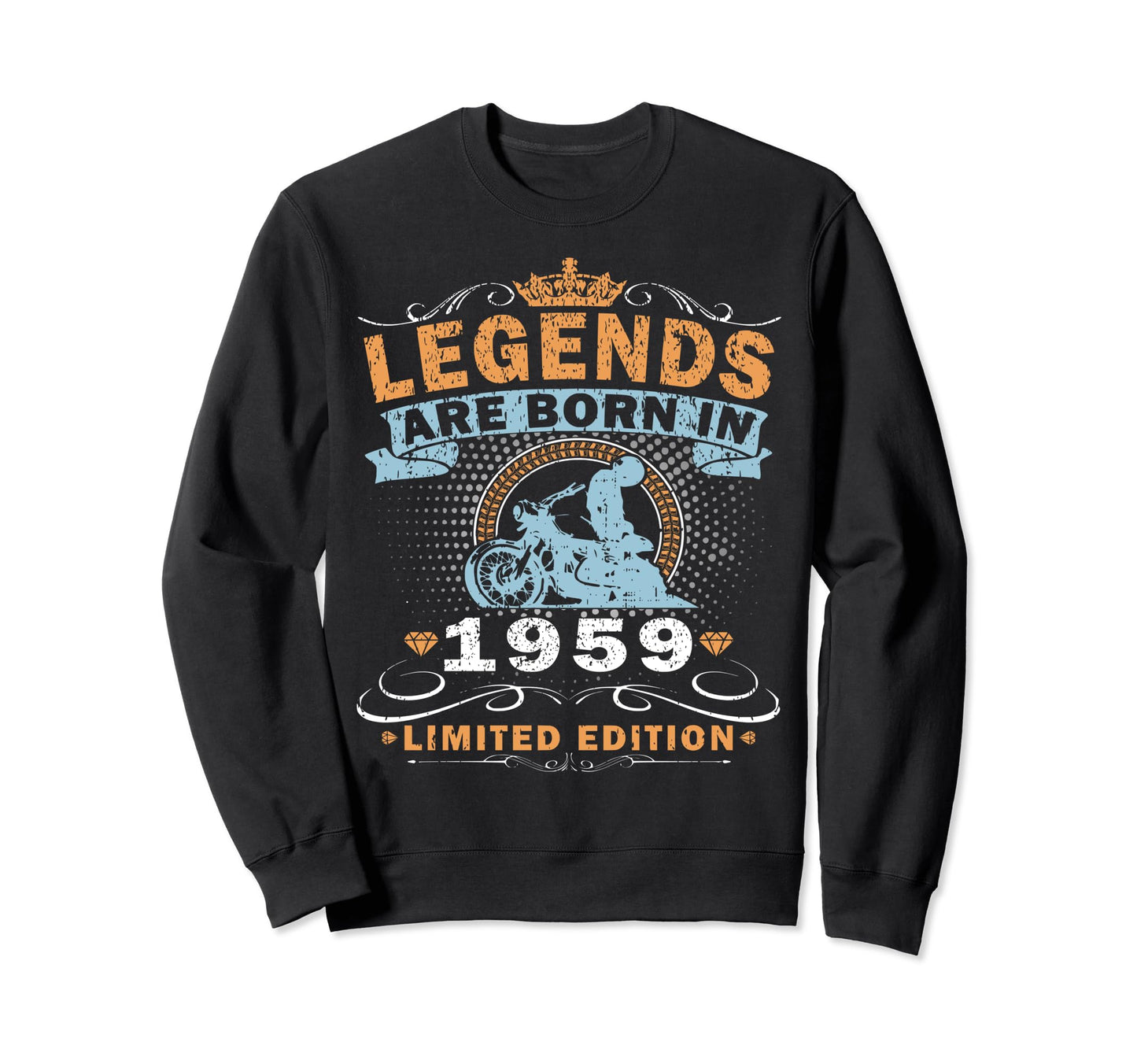 1959 Biker Motorcycle 65 Years Sweatshirt - Custom Art Print Men Women - T-Shirt, Sweatshirt, Hoodie