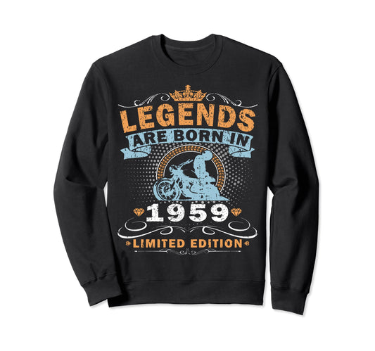 1959 Biker Motorcycle 65 Years Sweatshirt - Custom Art Print Men Women - T-Shirt, Sweatshirt, Hoodie