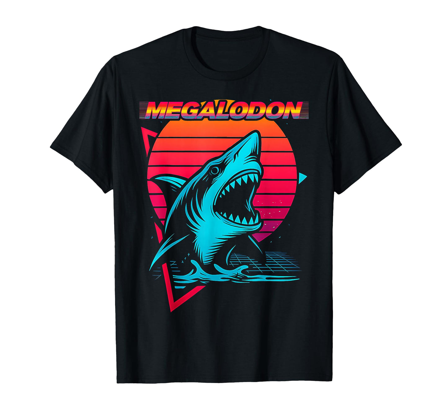 Megalodon Shark Ocean Vaporwave T-Shirt - Minimalist Print for Adults - T-Shirt, Sweatshirt, Hoodie