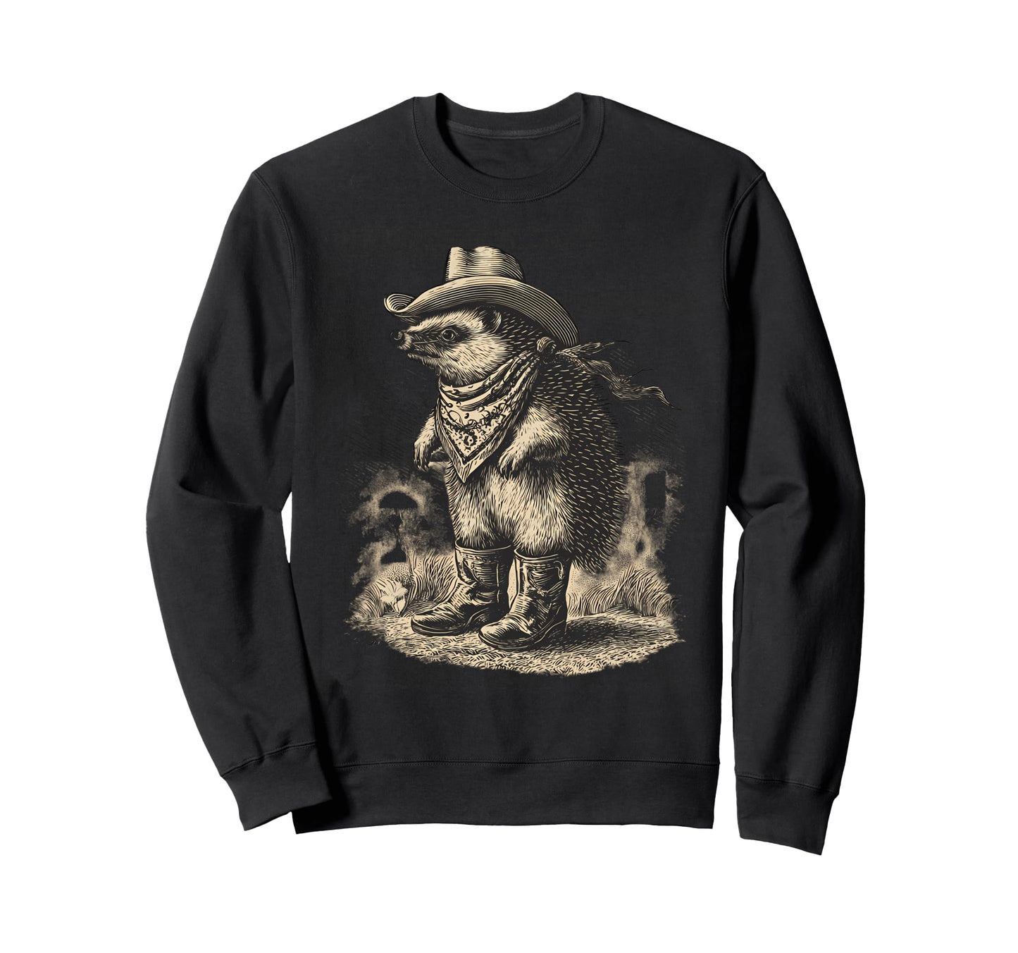Country Cowboy Hedgehog Rodeo Cowgirl Sweatshirt - Graphic Print Men Women - T-Shirt, Sweatshirt, Hoodie
