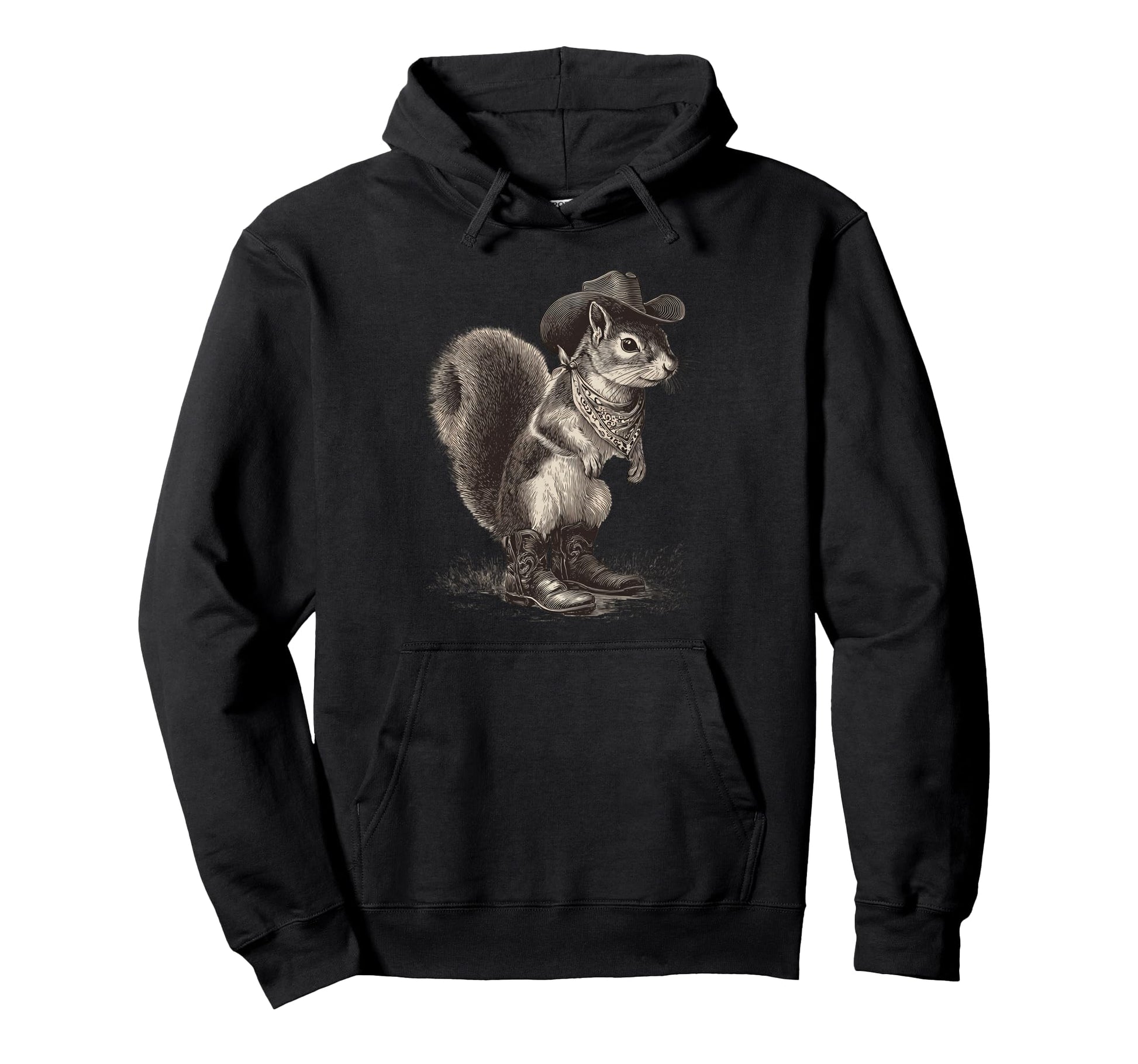 Country Cowboy Squirrel Rodeo Cowgirl Hoodie - Casual Everyday Wear Unisex - T-Shirt, Sweatshirt, Hoodie