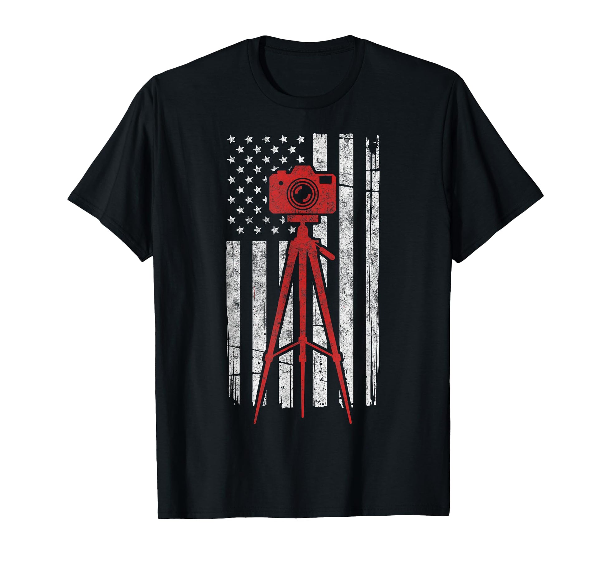 Us Flag Photo Camera Photographer T-Shirt - Custom Art Print Unisex - T-Shirt, Sweatshirt, Hoodie