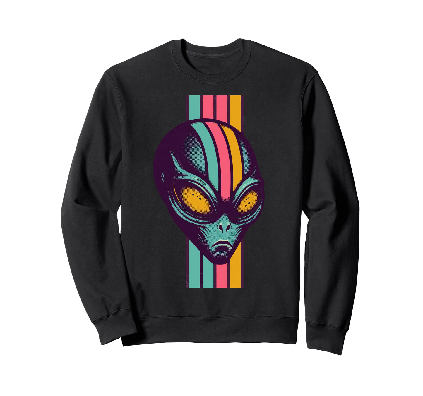 Cyber Alien Vaporwave Aesthetic Head Sweatshirt - Trendy Graphic Unisex - T-Shirt, Sweatshirt, Hoodie
