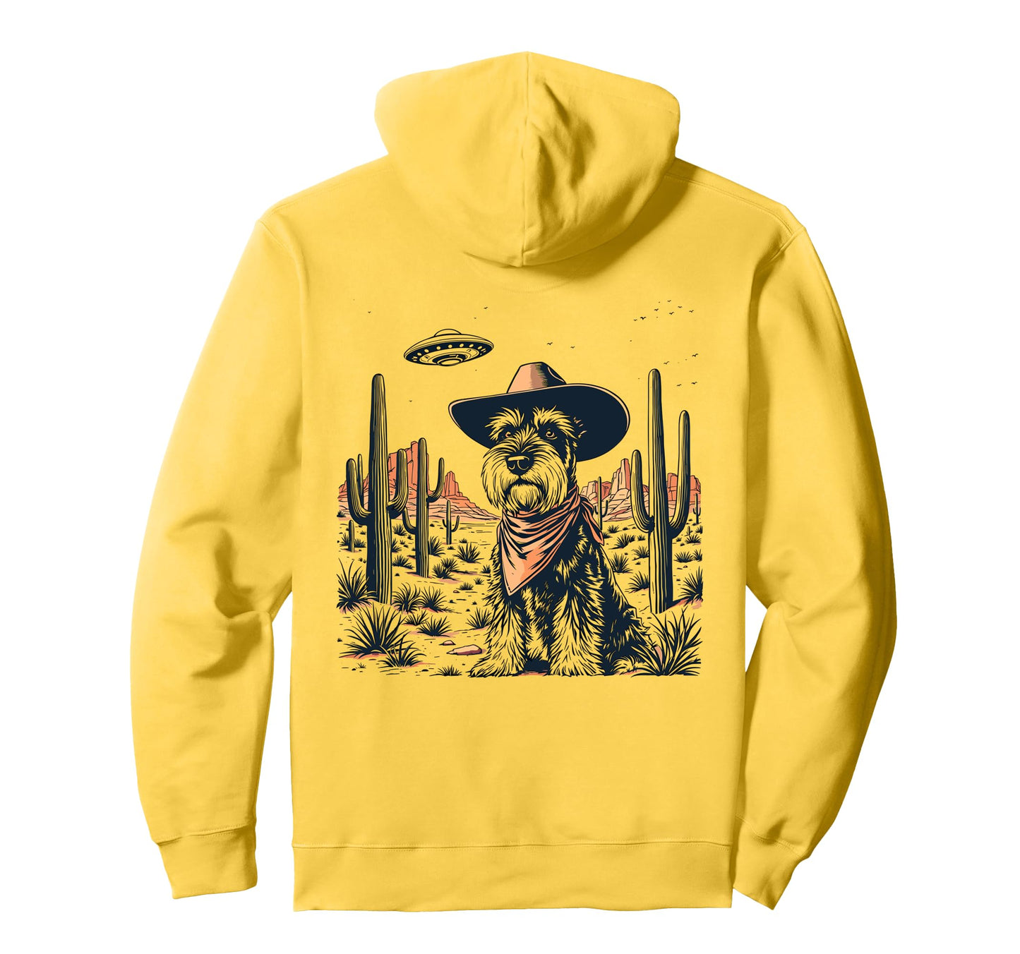 Cowboy Miniature Schnauzer Dog Ufo Hoodie - Fun Novelty Design Men Women - T-Shirt, Sweatshirt, Hoodie
