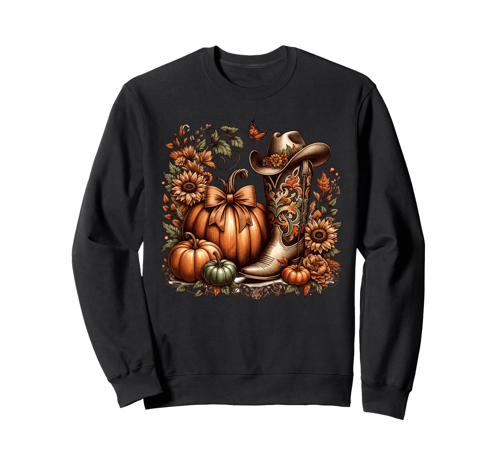 Fall Coquette Bow Pumpkin Western Sweatshirt - Streetwear Style Men Women - T-Shirt, Sweatshirt, Hoodie