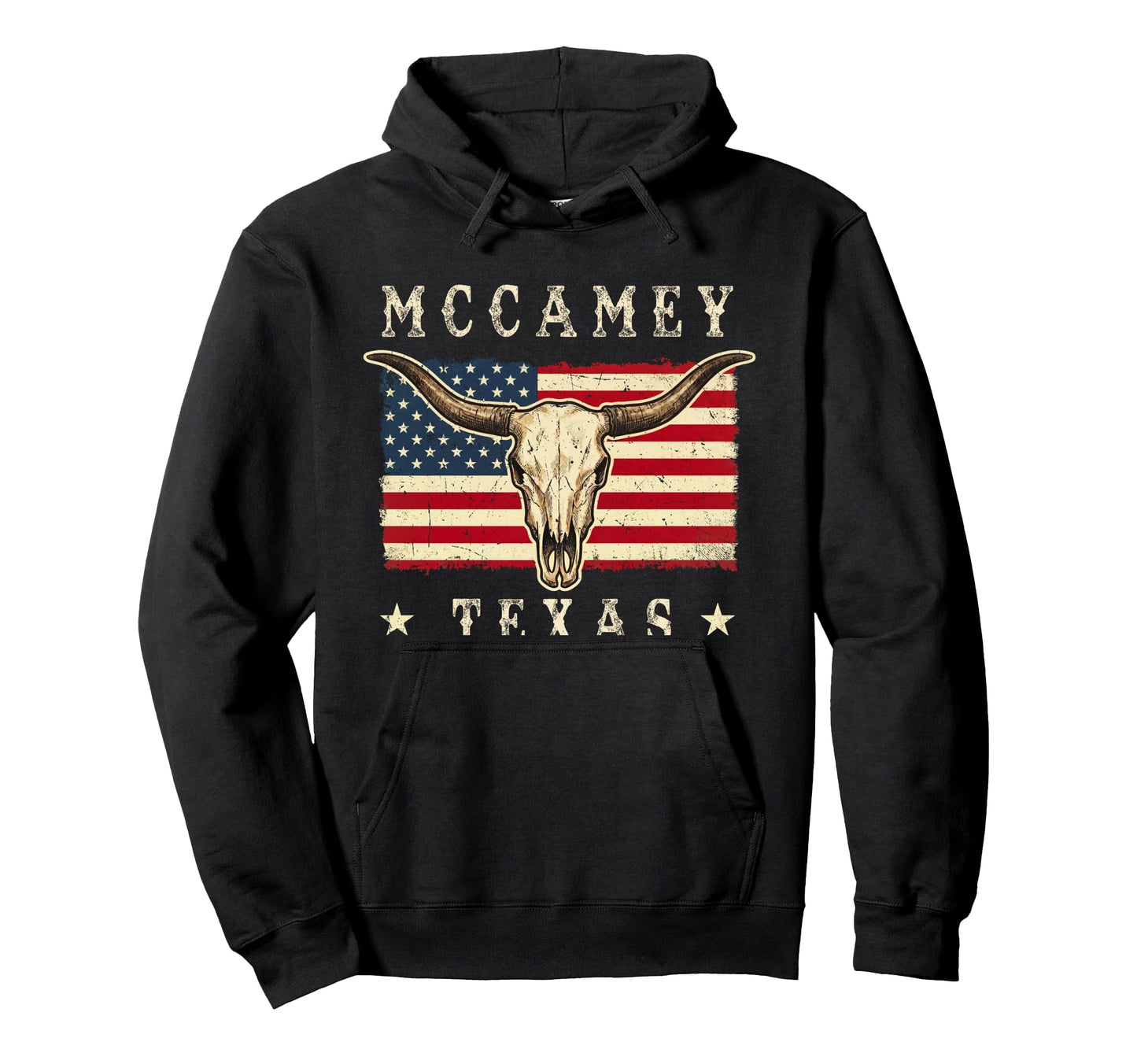 Mccamey Texas Western Patriotic Skull Hoodie - Unique Graphic Men Women - T-Shirt, Sweatshirt, Hoodie