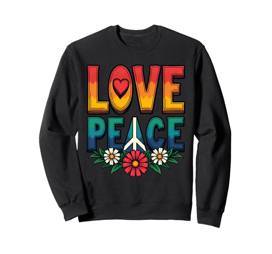 60S 70S Flower Power Groovy Love Sweatshirt - Minimalist Print for Adults - T-Shirt, Sweatshirt, Hoodie