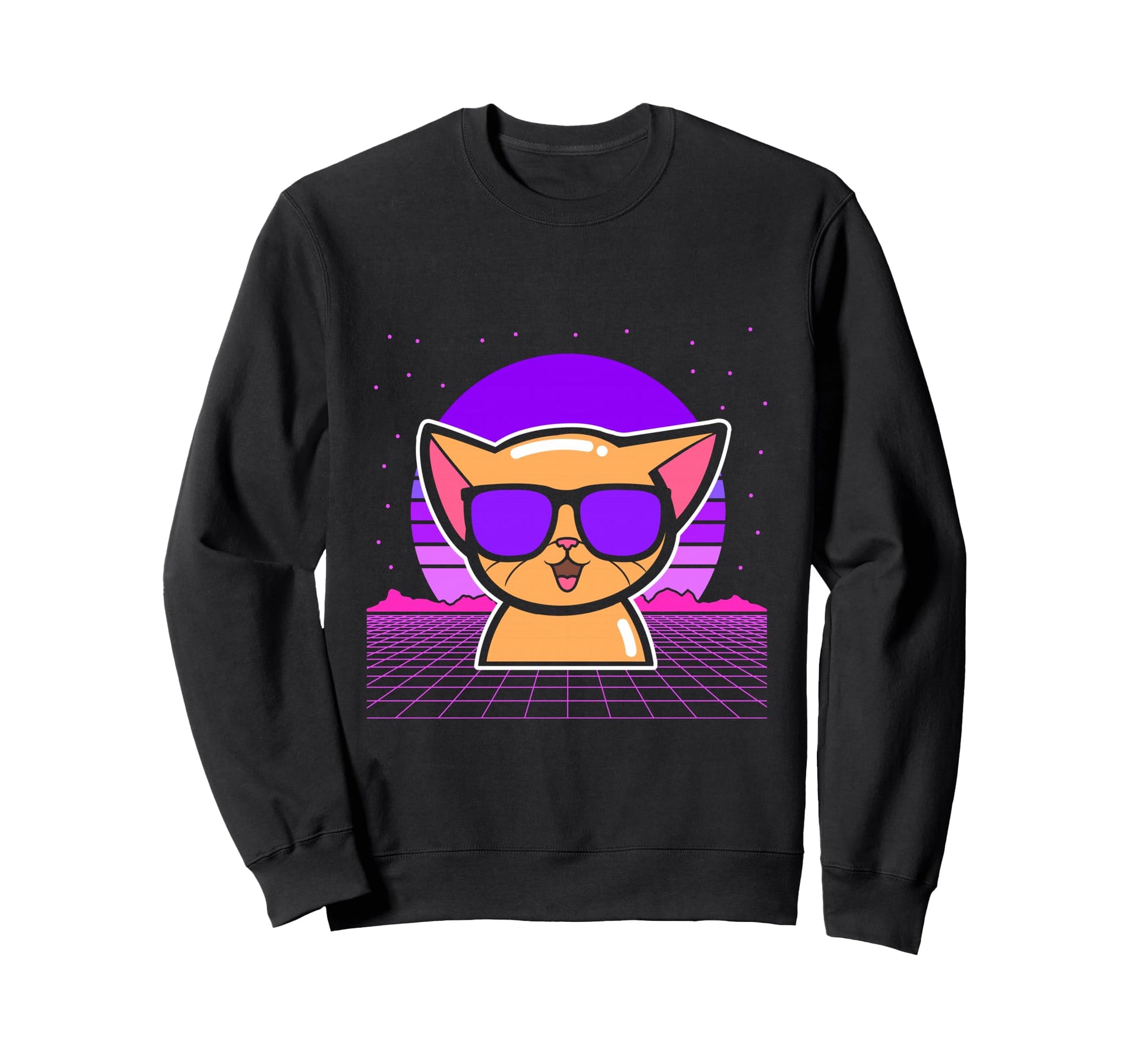 Aesthetic Vaporwave Outfits Cat Sweatshirt - Aesthetic Graphic Men Women - T-Shirt, Sweatshirt, Hoodie