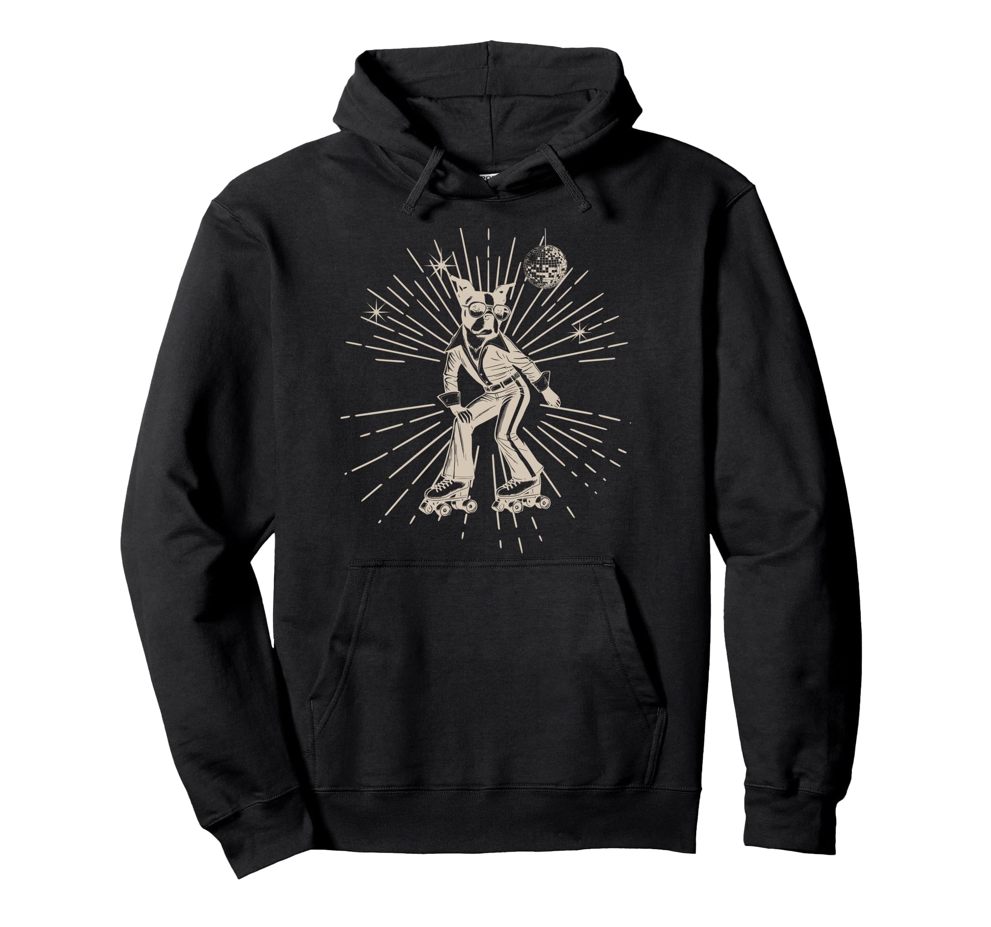 Boston Terrier Roller Skate Disco 70S Dog Hoodie - Streetwear Style Unisex - T-Shirt, Sweatshirt, Hoodie
