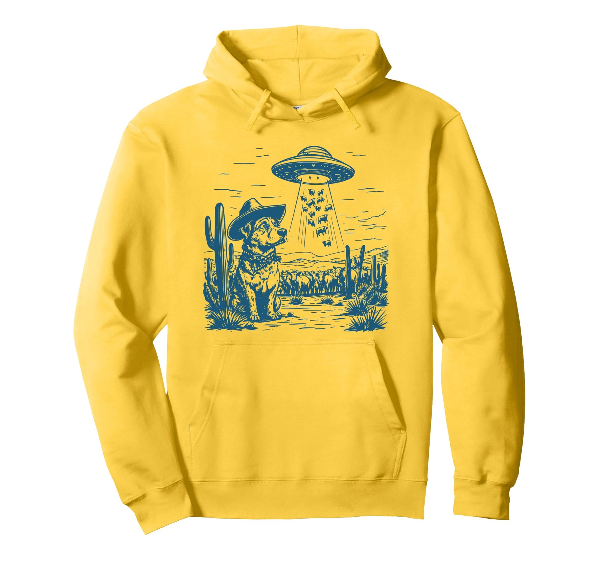 Border Collie Cowboy Dog Ufo Western Hoodie - Novelty Apparel Men Women - T-Shirt, Sweatshirt, Hoodie