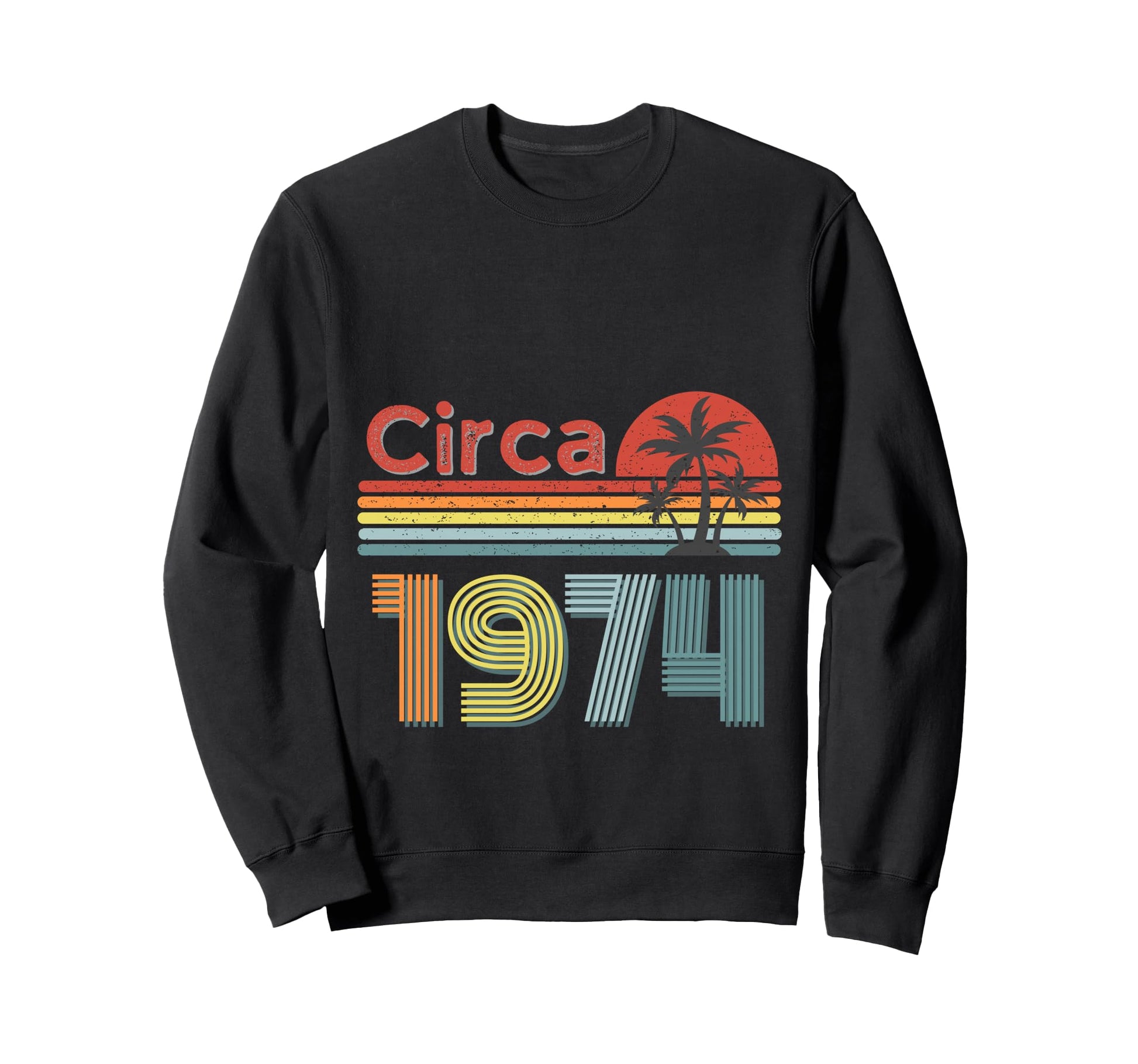 Circa 1974 Fun 70S 80S Rainbow Sunset Sweatshirt - Graphic Print for Adults - T-Shirt, Sweatshirt, Hoodie