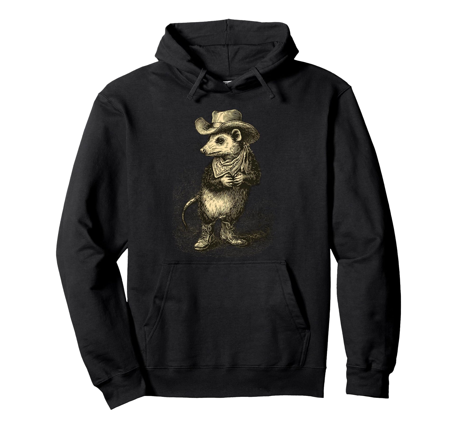Opossum Cowboy Rodeo Cowgirl Western Hoodie - Minimalist Print Men Women - T-Shirt, Sweatshirt, Hoodie