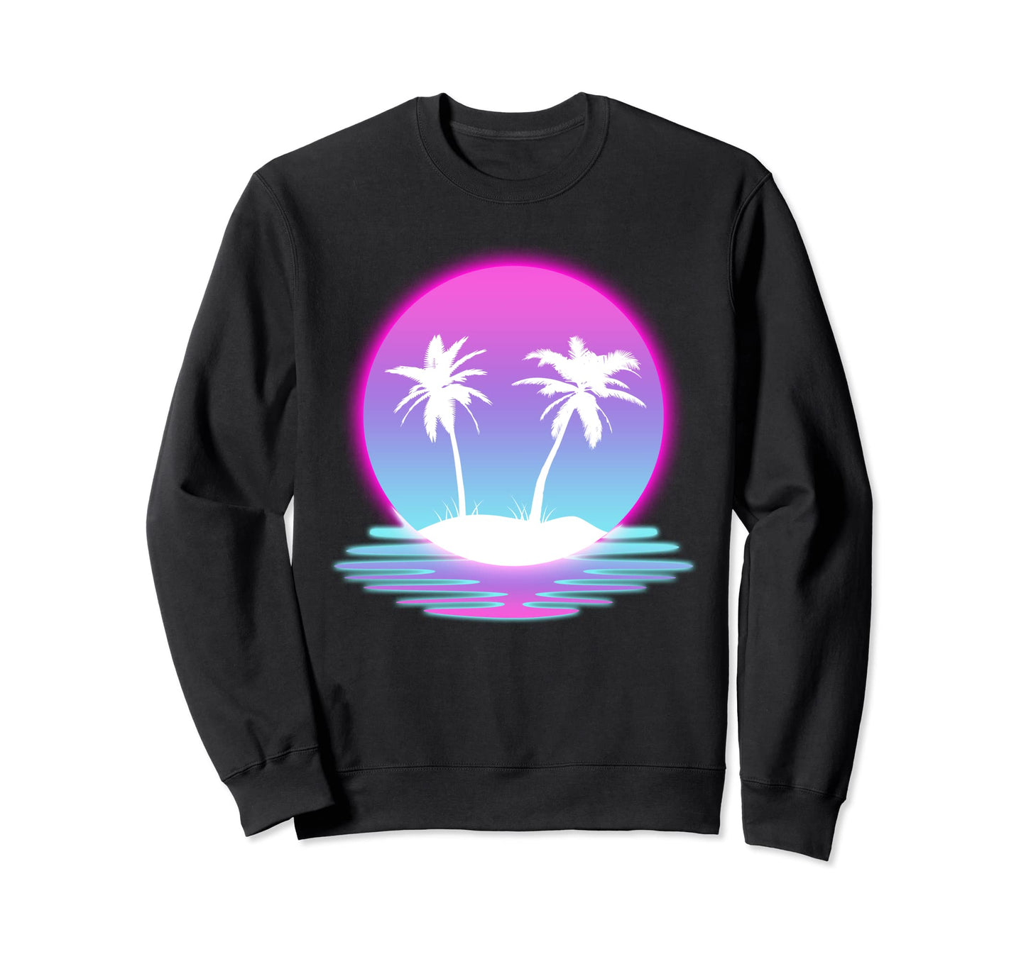 Palm Trees Beach Vaporwave Sweatshirt - Aesthetic Graphic for Adults - T-Shirt, Sweatshirt, Hoodie
