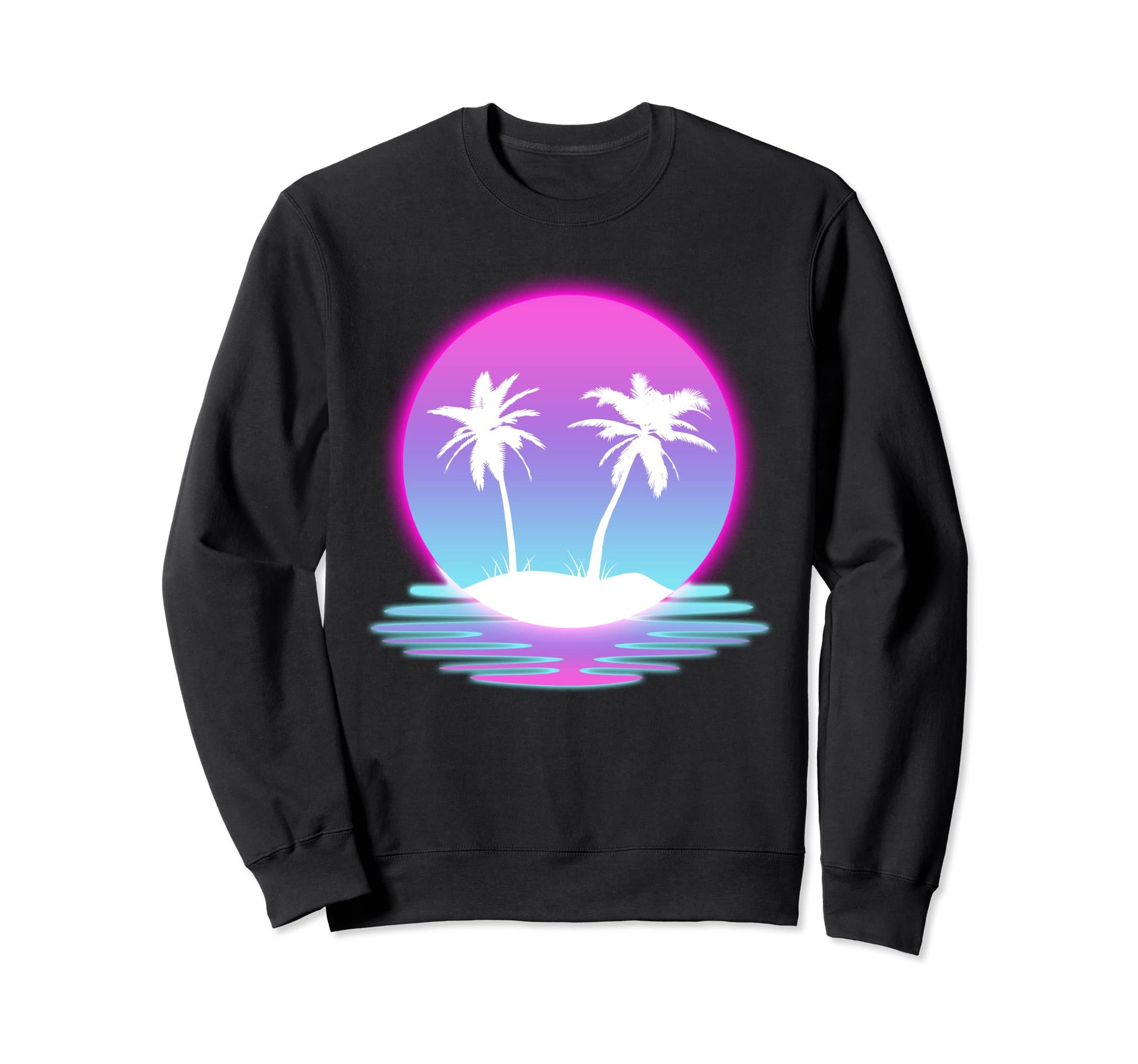 Palm Trees Beach Vaporwave Sweatshirt - Aesthetic Graphic for Adults - T-Shirt, Sweatshirt, Hoodie