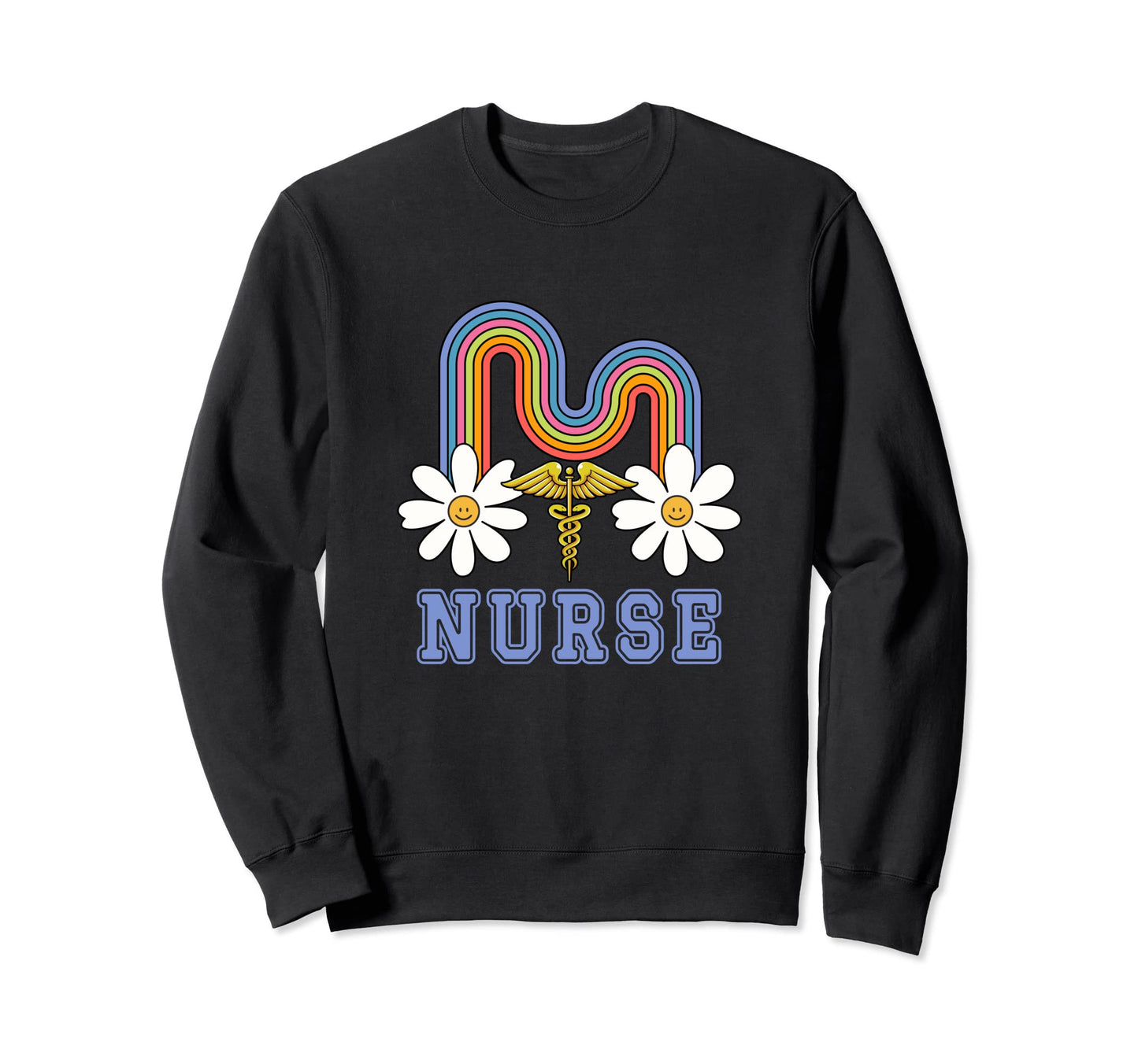 Nurse Fun Caduceus Rainbow Sweatshirt - Trendy Graphic for Adults - T-Shirt, Sweatshirt, Hoodie