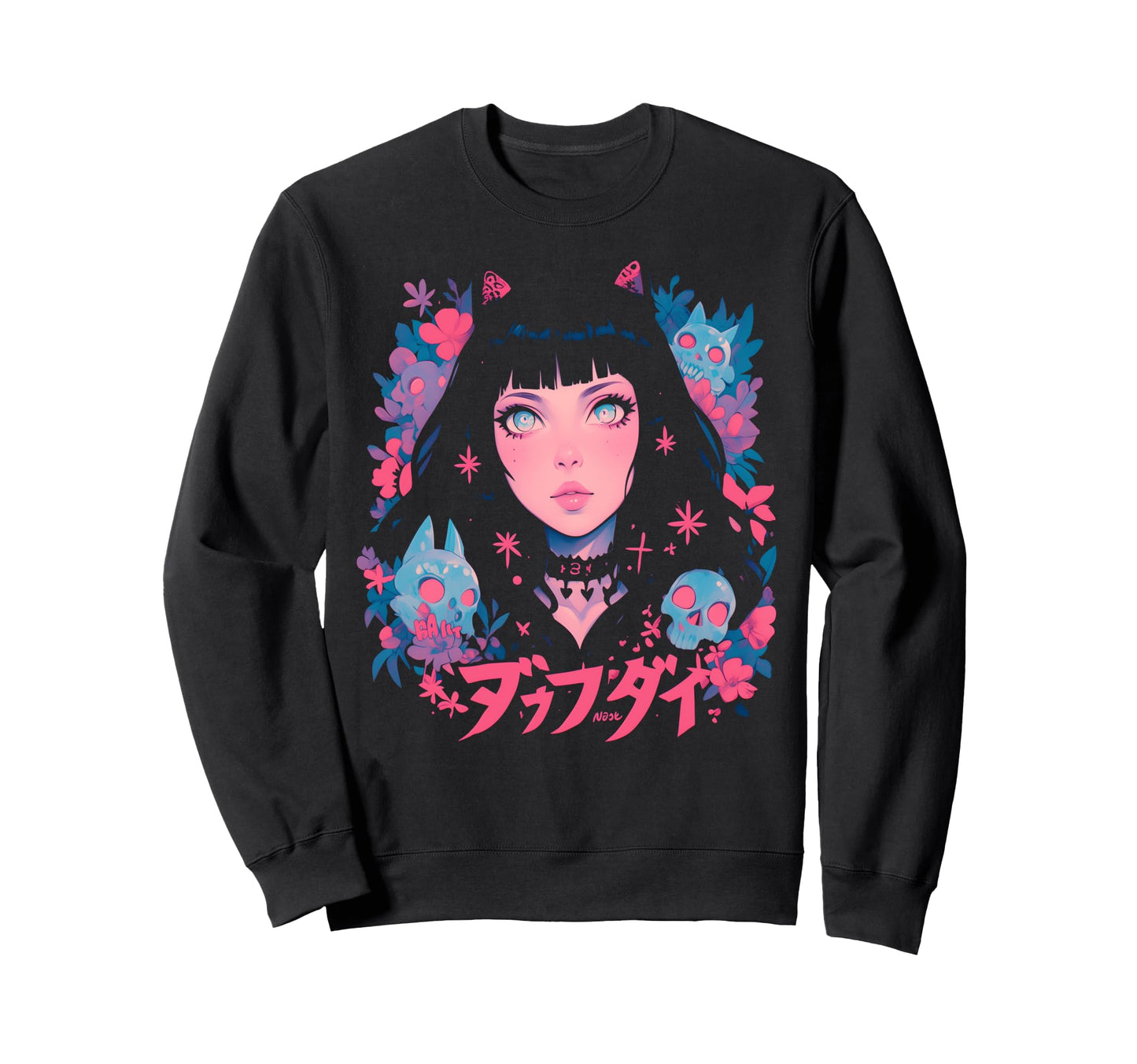 Goth Grunge Demon Anime Waifu Sweatshirt - Aesthetic Graphic for Adults - T-Shirt, Sweatshirt, Hoodie