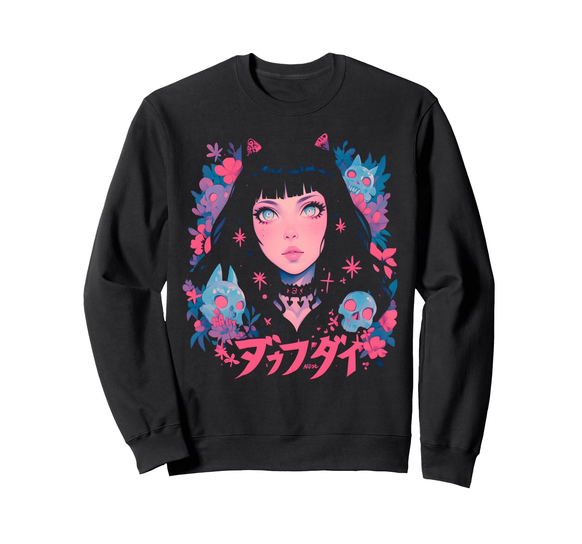 Goth Grunge Demon Anime Waifu Sweatshirt - Aesthetic Graphic for Adults - T-Shirt, Sweatshirt, Hoodie