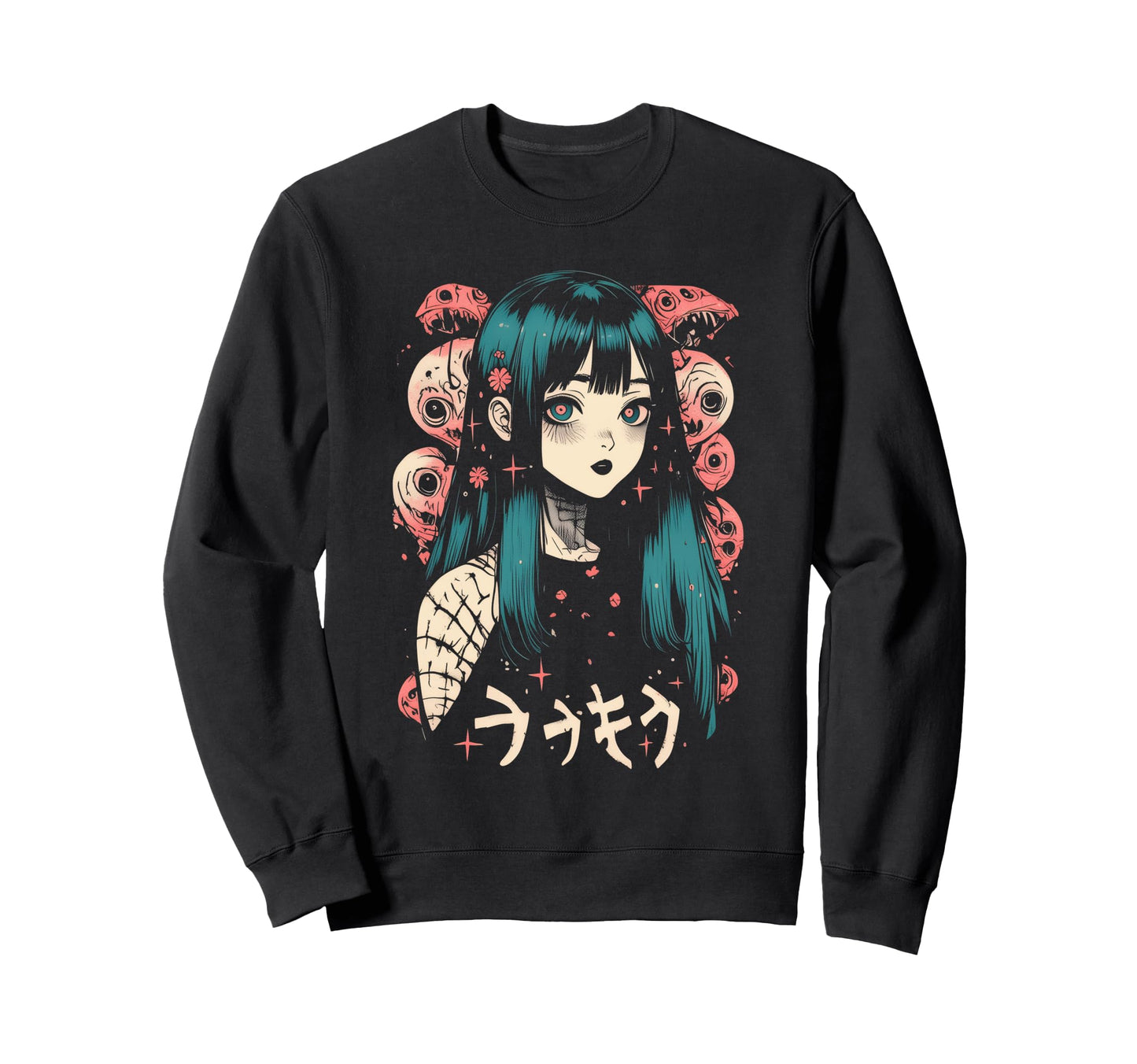 Goth Grunge Demon Anime Waifu Horror Sweatshirt - Aesthetic Graphic Unisex - T-Shirt, Sweatshirt, Hoodie
