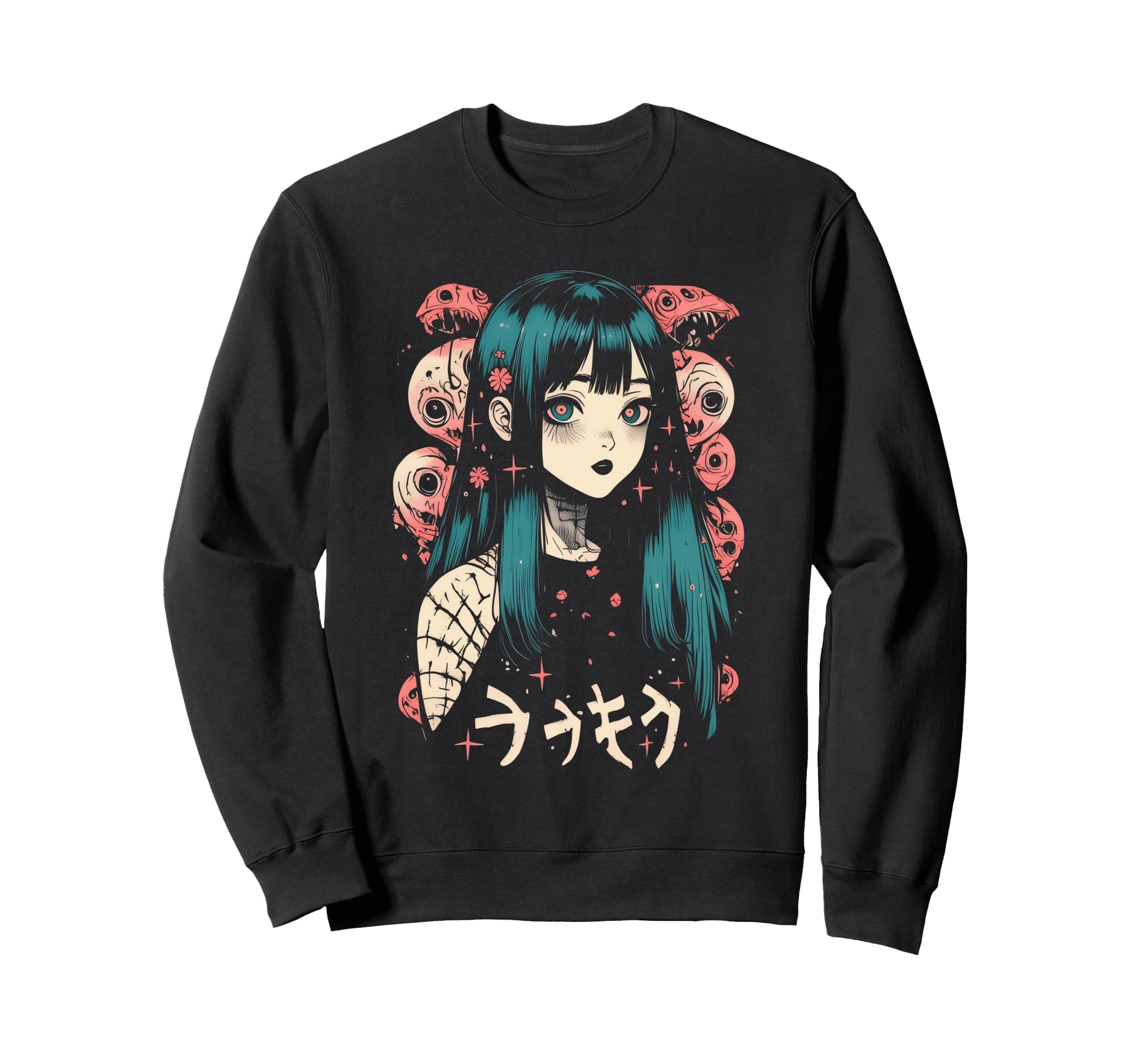 Goth Grunge Demon Anime Waifu Horror Sweatshirt - Aesthetic Graphic Unisex - T-Shirt, Sweatshirt, Hoodie