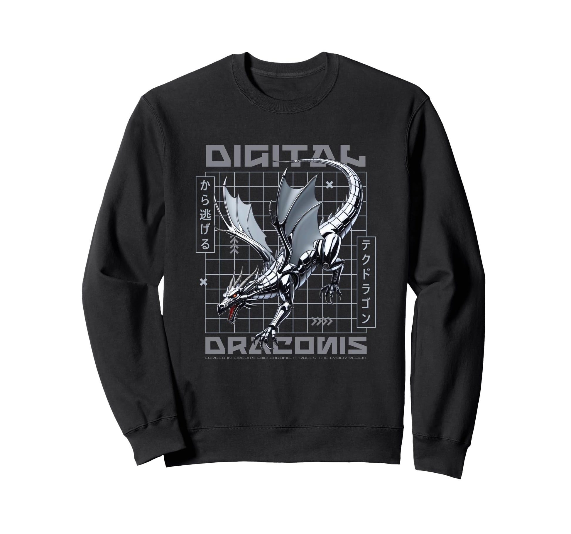 Futuristic Dragon Japanese Sweatshirt - Unique Graphic for Adults - T-Shirt, Sweatshirt, Hoodie