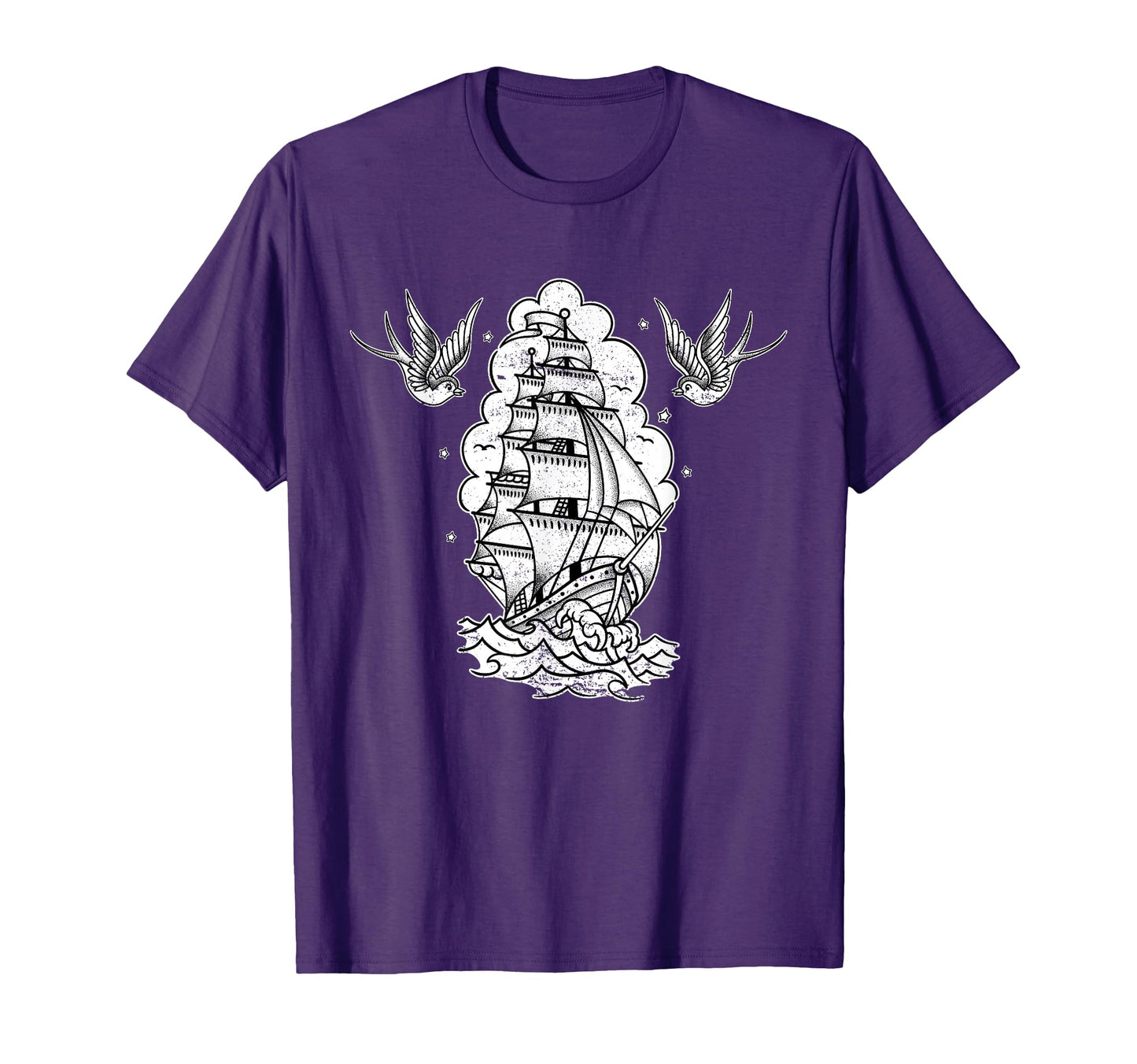 Old School Sailor Tattoo Clipper Ship And T-Shirt - Unique Graphic Unisex - T-Shirt, Sweatshirt, Hoodie