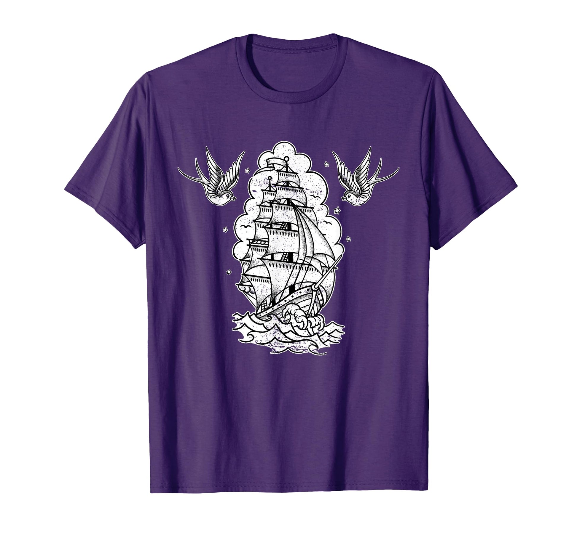 Old School Sailor Tattoo Clipper Ship And T-Shirt - Unique Graphic Unisex - T-Shirt, Sweatshirt, Hoodie