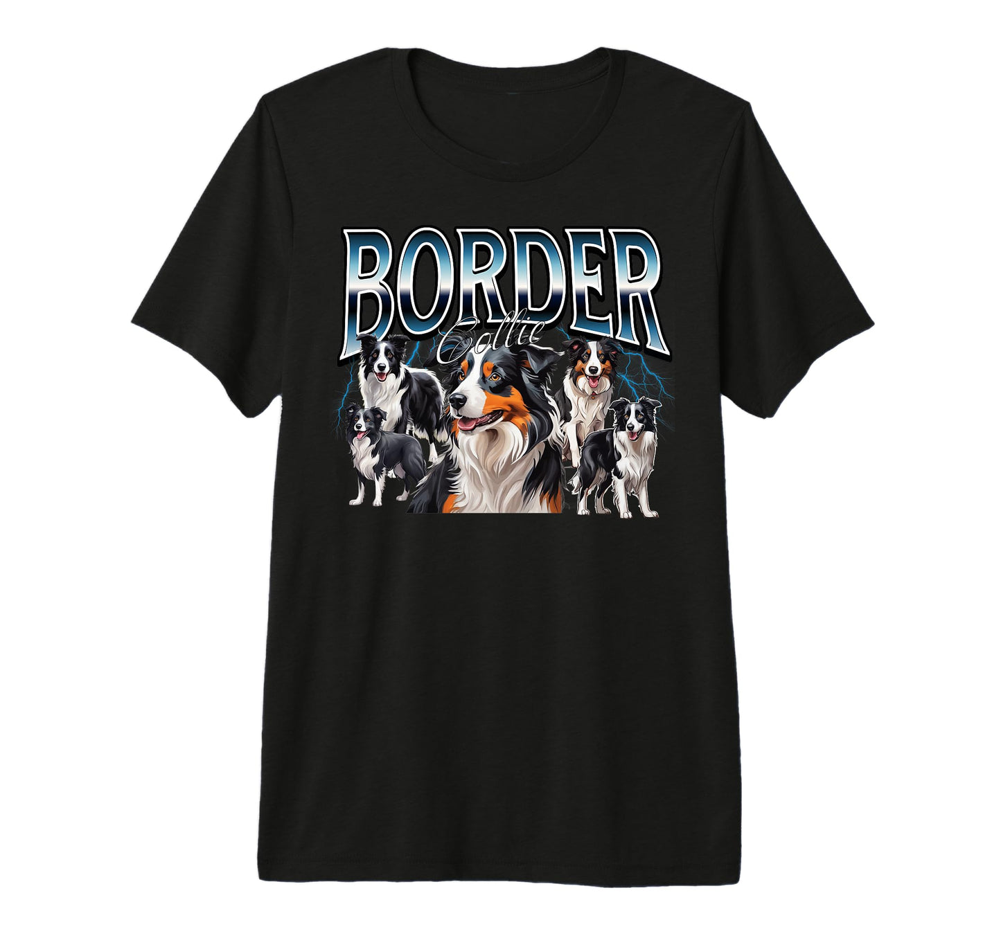 Border Collie Dog 90S Bootleg Grunge Rap T-Shirt - Streetwear Style Unisex - T-Shirt, Sweatshirt, Hoodie