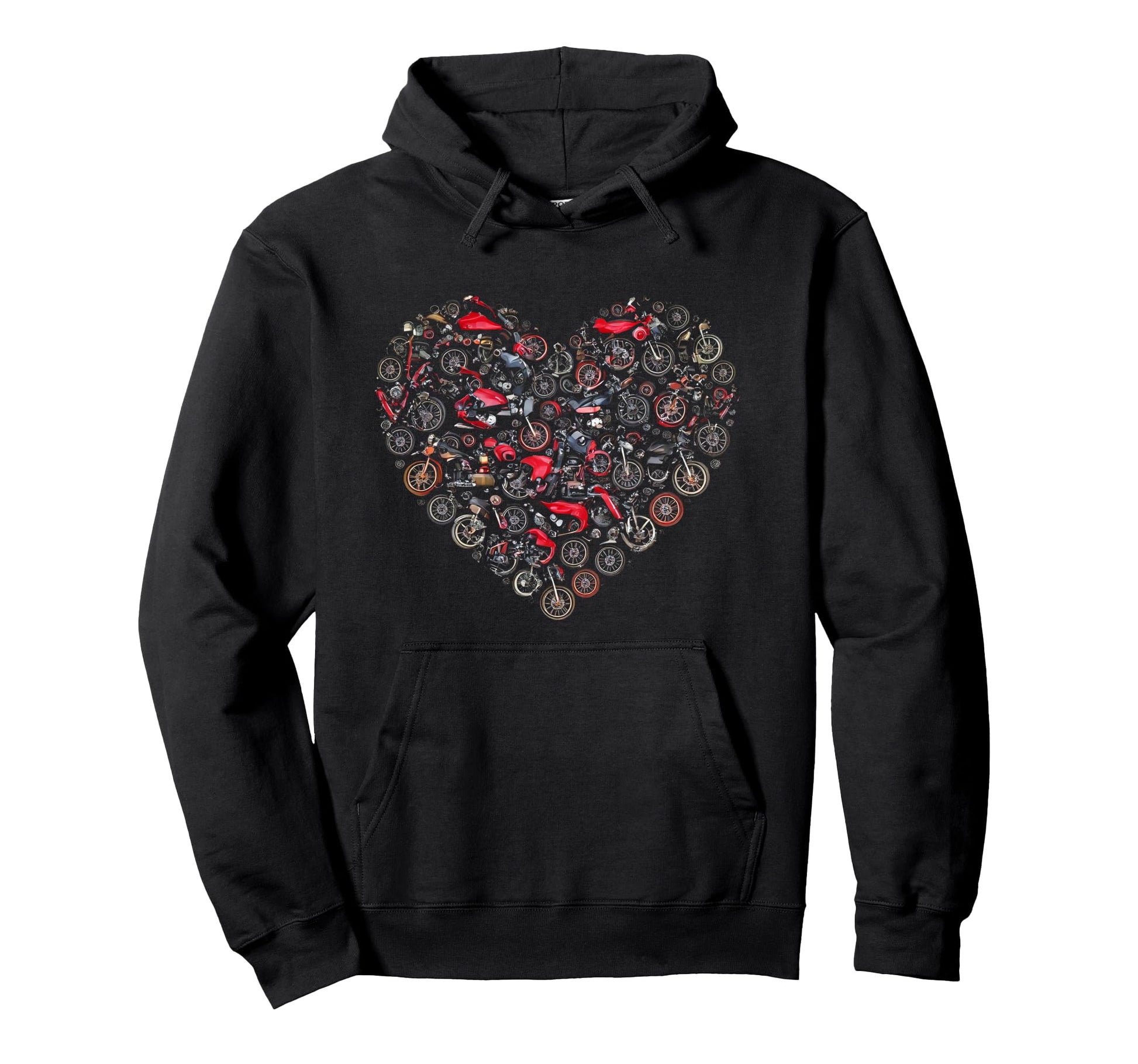 Valentines Motorcycles Motorbikes Heart Hoodie - Unique Graphic Men Women - T-Shirt, Sweatshirt, Hoodie