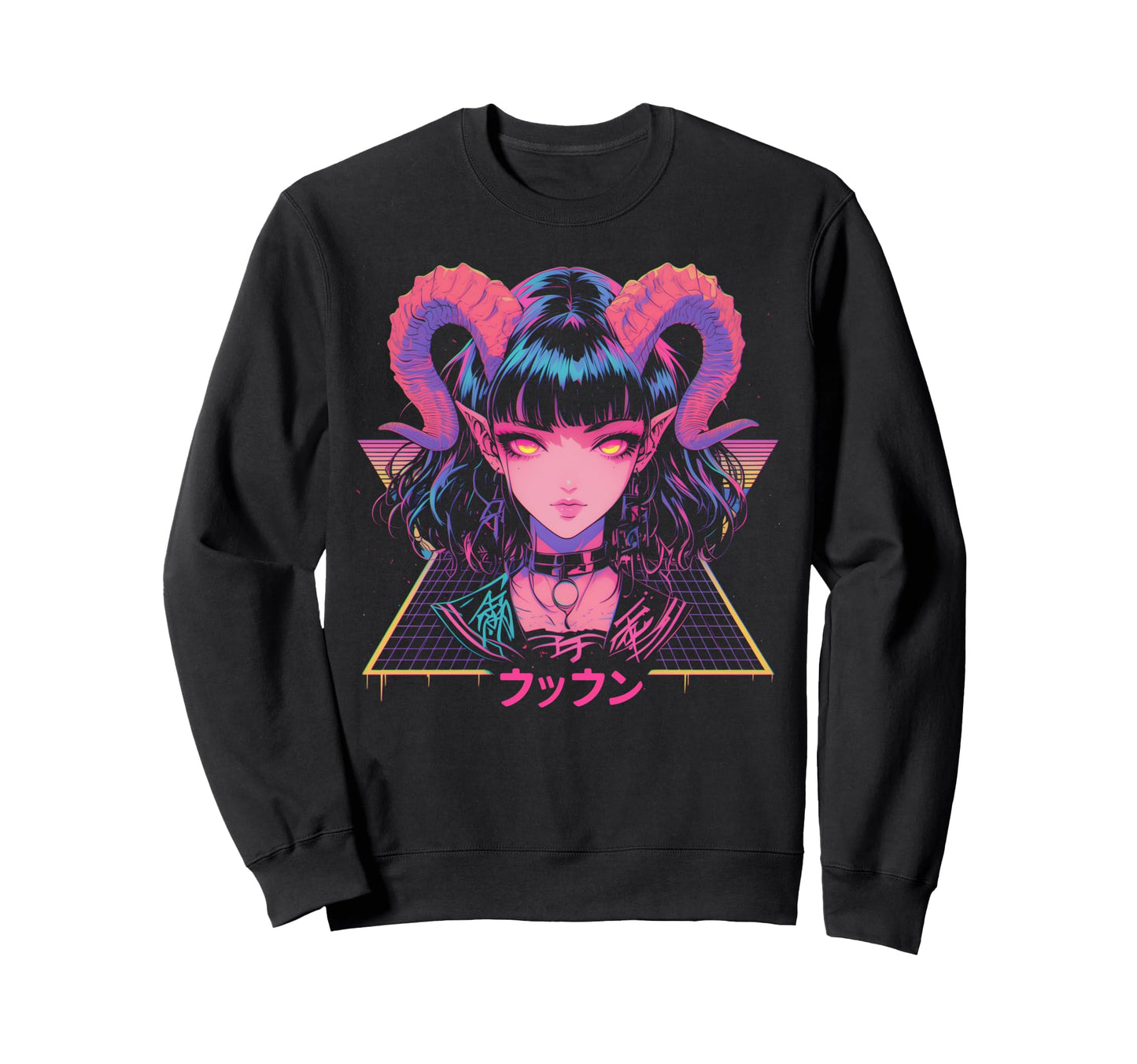 Goth Grunge Demon Anime Waifu Horror Alt Sweatshirt - Graphic Print Unisex - T-Shirt, Sweatshirt, Hoodie