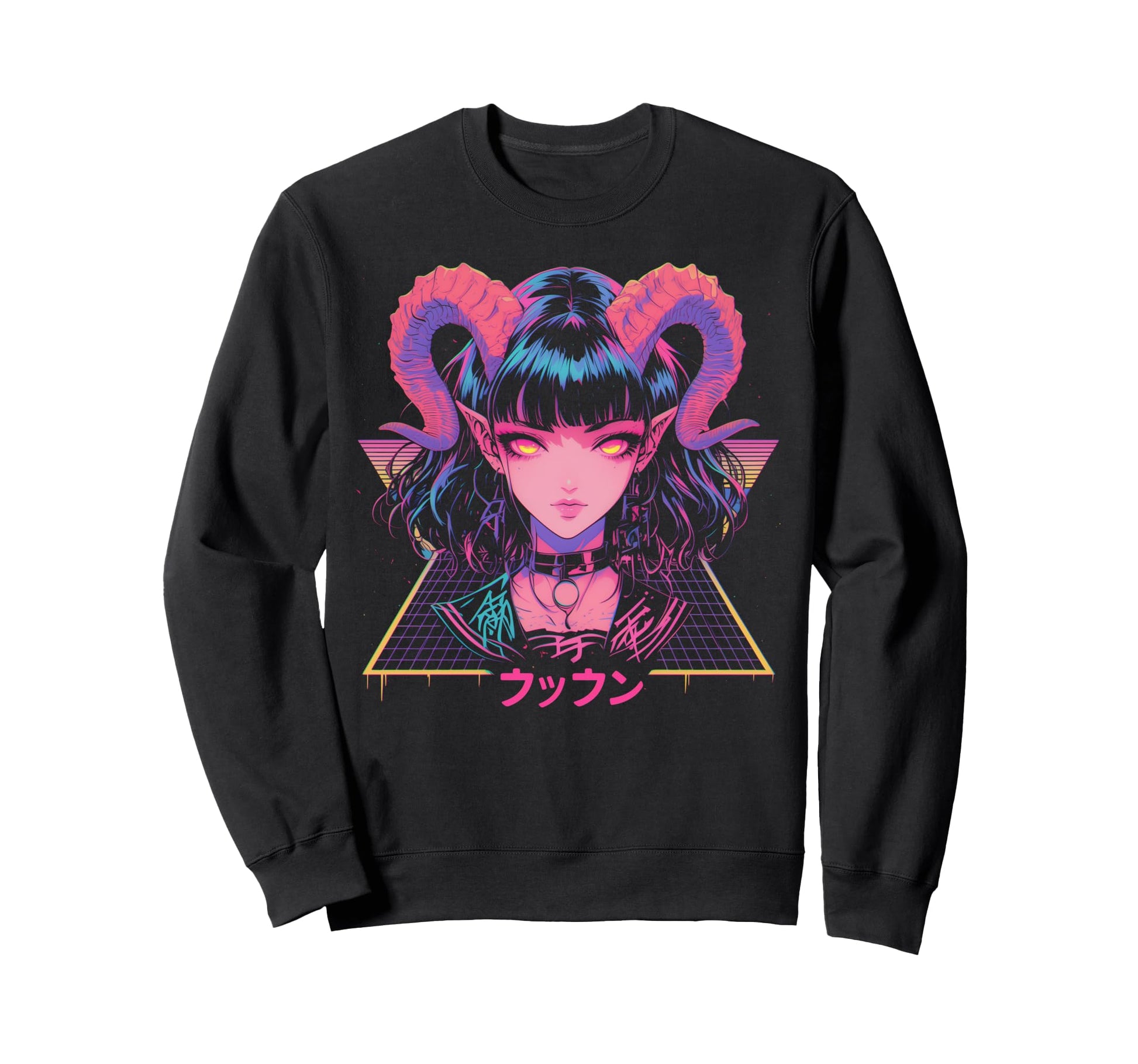 Goth Grunge Demon Anime Waifu Horror Alt Sweatshirt - Graphic Print Unisex - T-Shirt, Sweatshirt, Hoodie