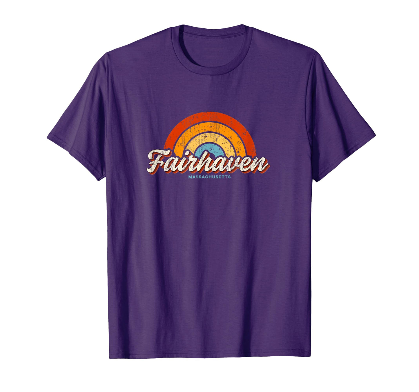 Fairhaven Massachusetts Ma Rainbow 70S T-Shirt - Minimalist Print Men Women - T-Shirt, Sweatshirt, Hoodie