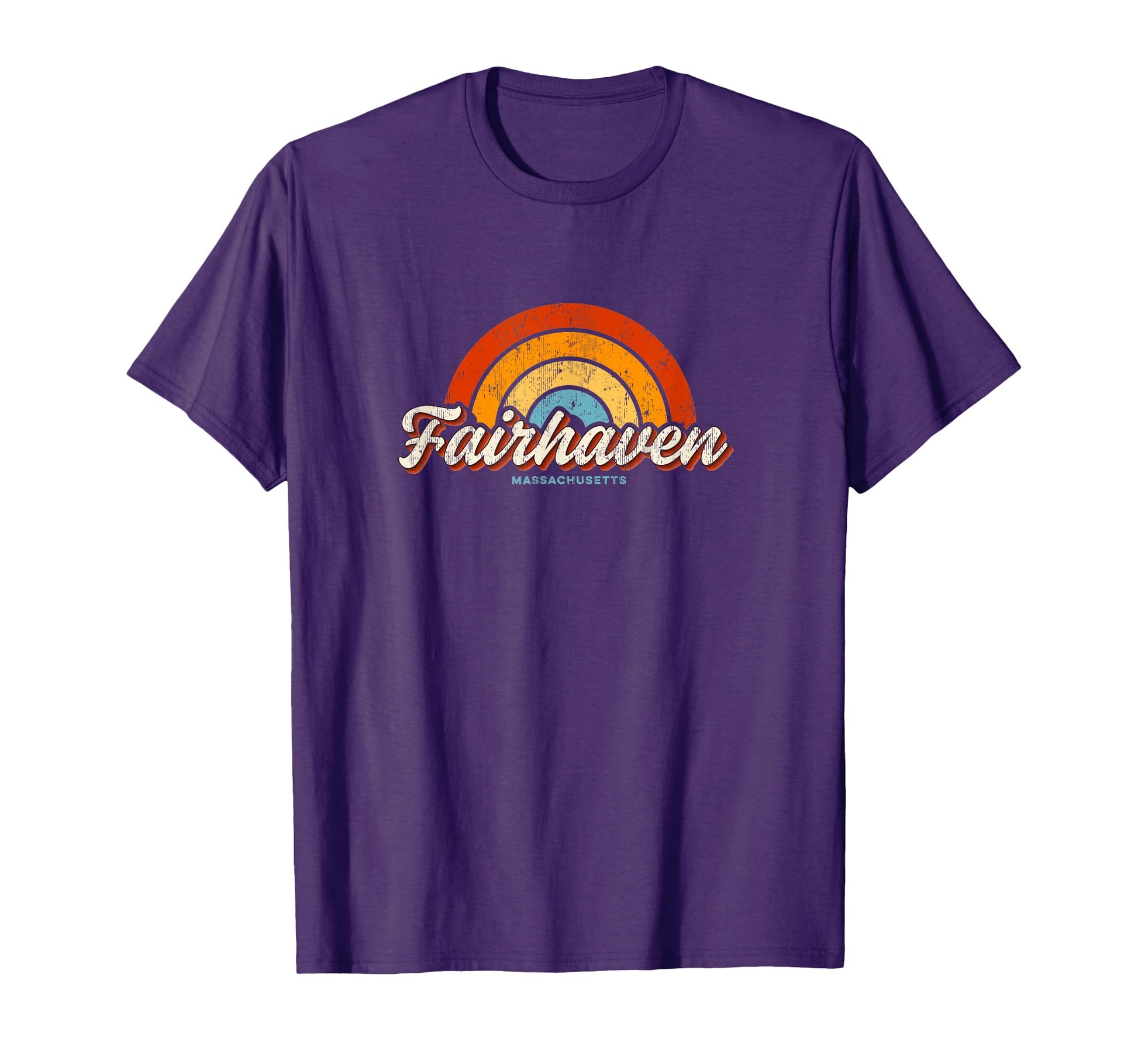 Fairhaven Massachusetts Ma Rainbow 70S T-Shirt - Minimalist Print Men Women - T-Shirt, Sweatshirt, Hoodie