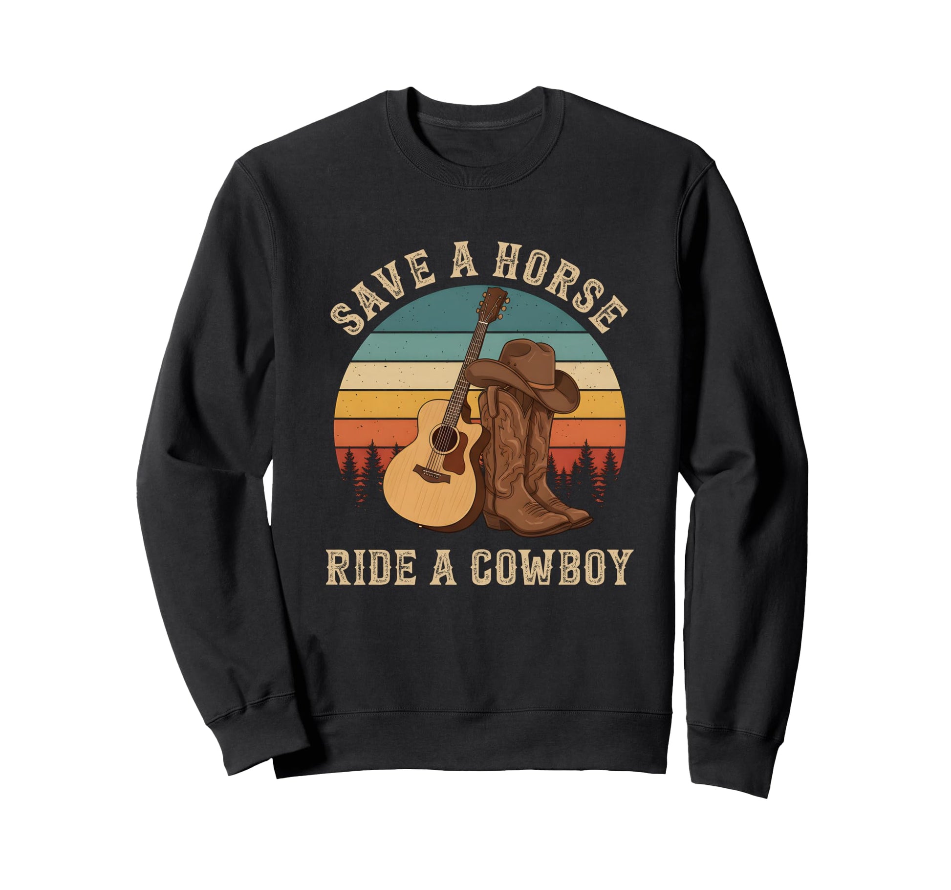 Save Horse Ride Cowboy Boots Western Sweatshirt - Custom Art Print Unisex - T-Shirt, Sweatshirt, Hoodie
