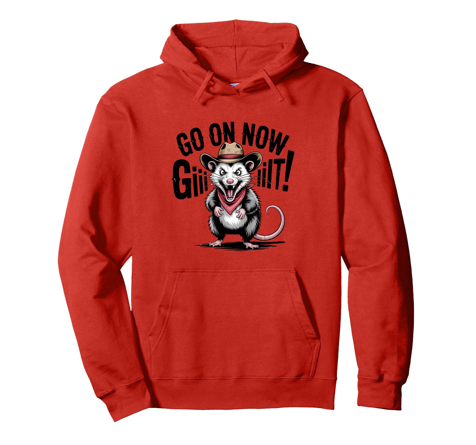 Western Country Cowboy Opossum Go Now Hoodie - Aesthetic Graphic Men Women - T-Shirt, Sweatshirt, Hoodie