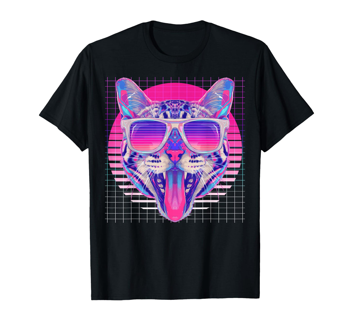 Bengal Sunglasses Cat Vaporwave T-Shirt - Trendy Graphic Men Women - T-Shirt, Sweatshirt, Hoodie