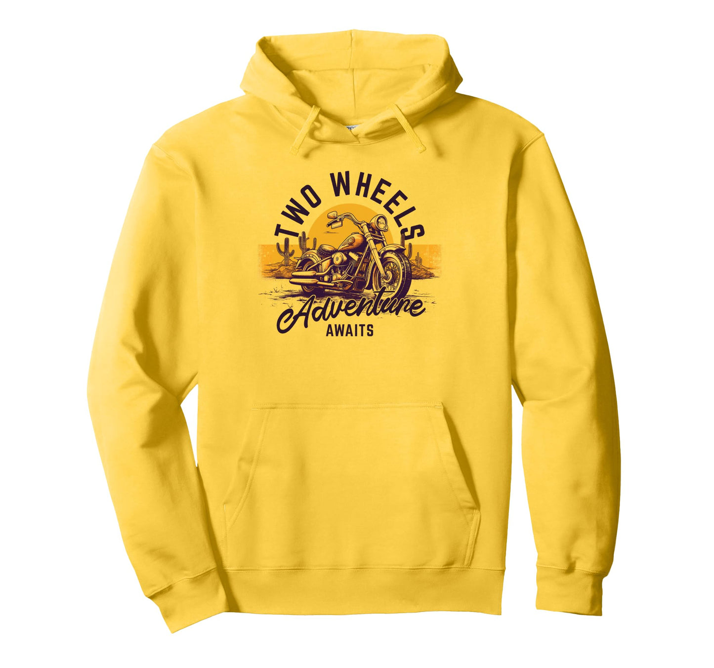 Two Wheels Adventure Awaits Motorcycle Hoodie - Fun Novelty Design Unisex - T-Shirt, Sweatshirt, Hoodie