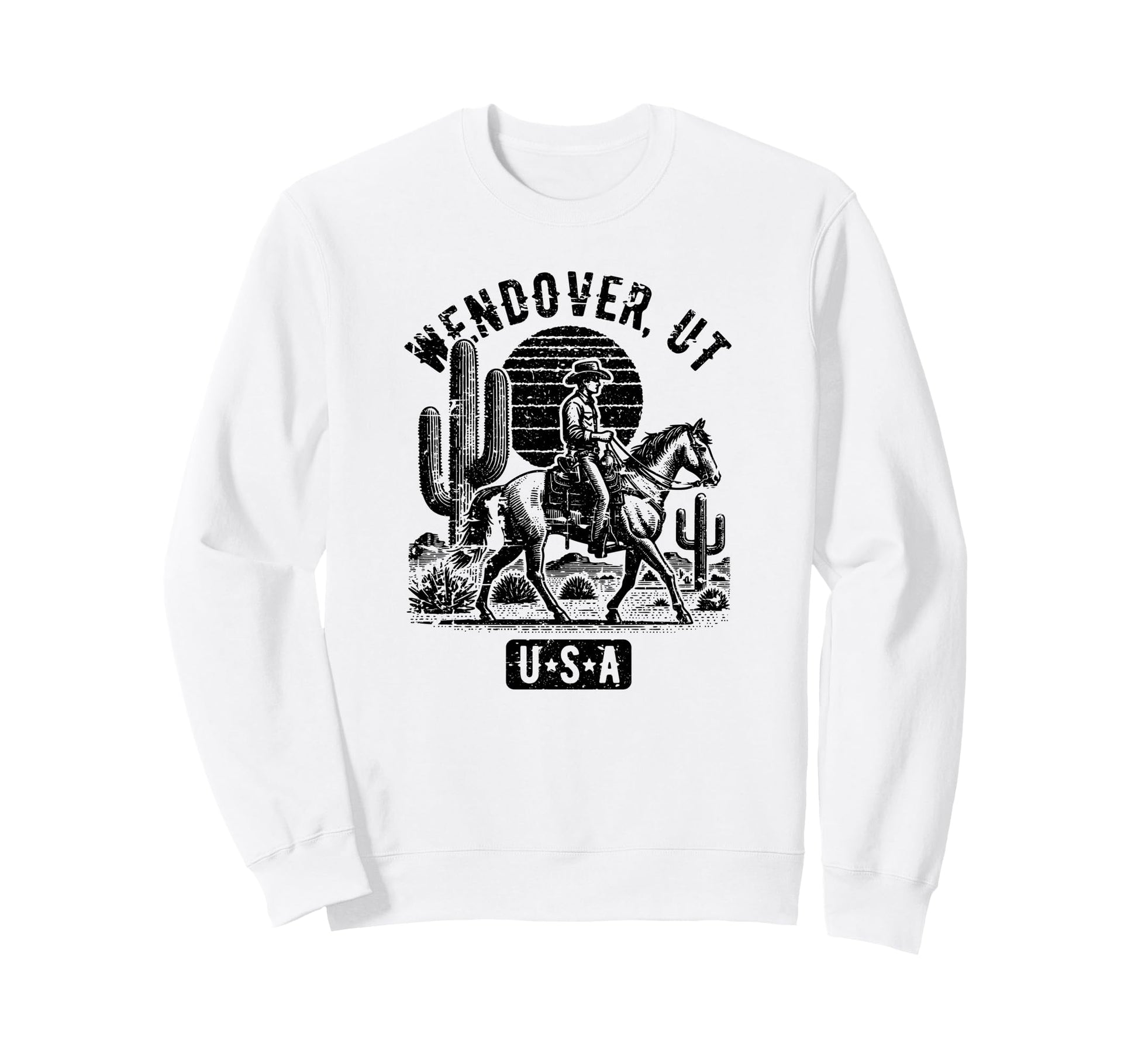 Wendover Ut Usa Cowboy Horse Sweatshirt - Minimalist Print Unisex - T-Shirt, Sweatshirt, Hoodie