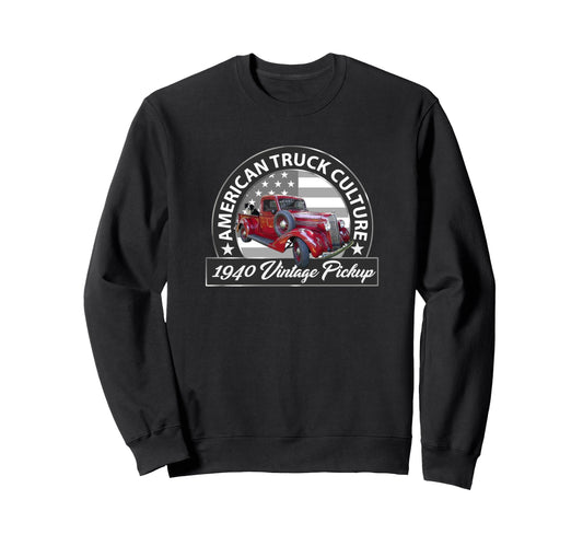 1940 Red Pickup Truck Pre War Sweatshirt - Aesthetic Graphic for Adults - T-Shirt, Sweatshirt, Hoodie