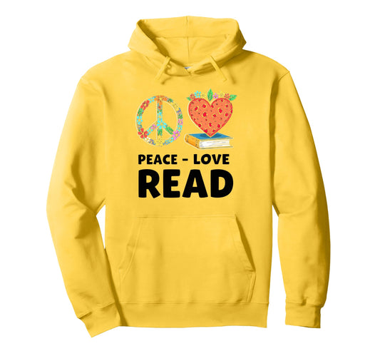 Book And Reading Loves Peace Love Hoodie - Aesthetic Graphic for Adults - T-Shirt, Sweatshirt, Hoodie