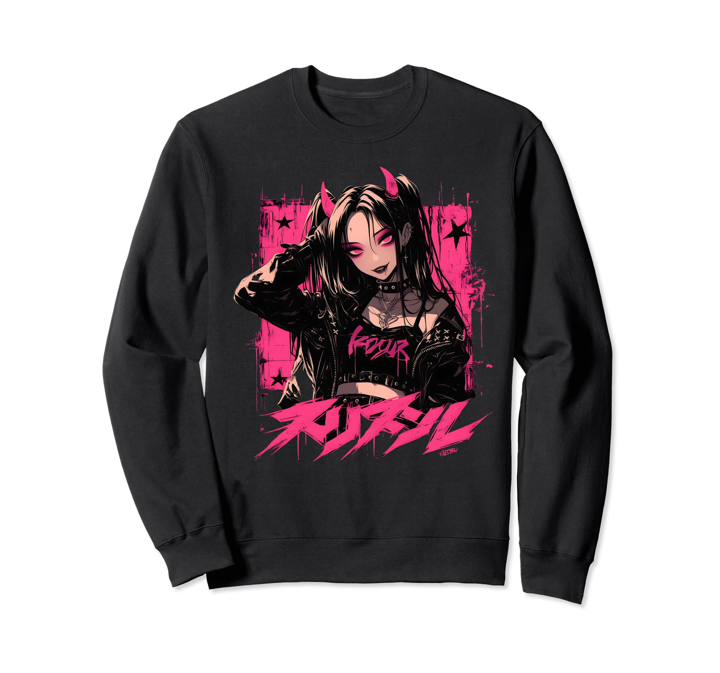 Goth Grunge Demon Anime Waifu Horror Alt Sweatshirt - Graphic Print Unisex - T-Shirt, Sweatshirt, Hoodie