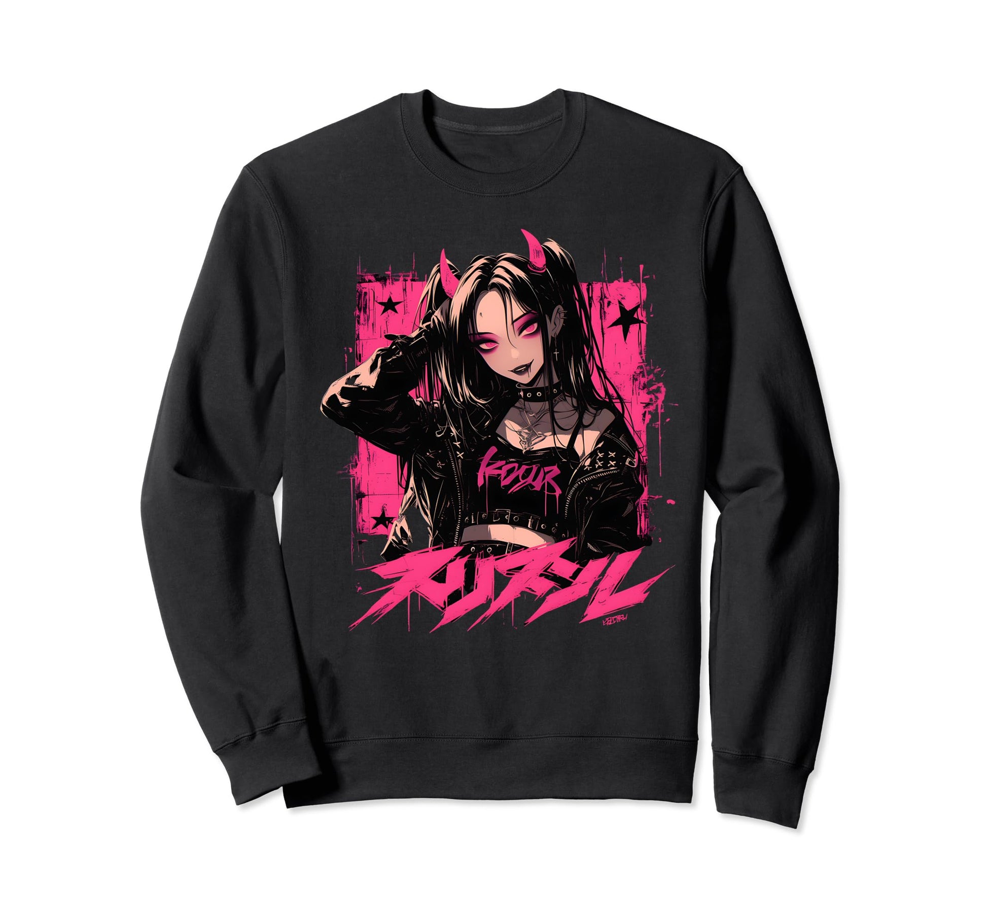 Goth Grunge Demon Anime Waifu Horror Alt Sweatshirt - Graphic Print Unisex - T-Shirt, Sweatshirt, Hoodie