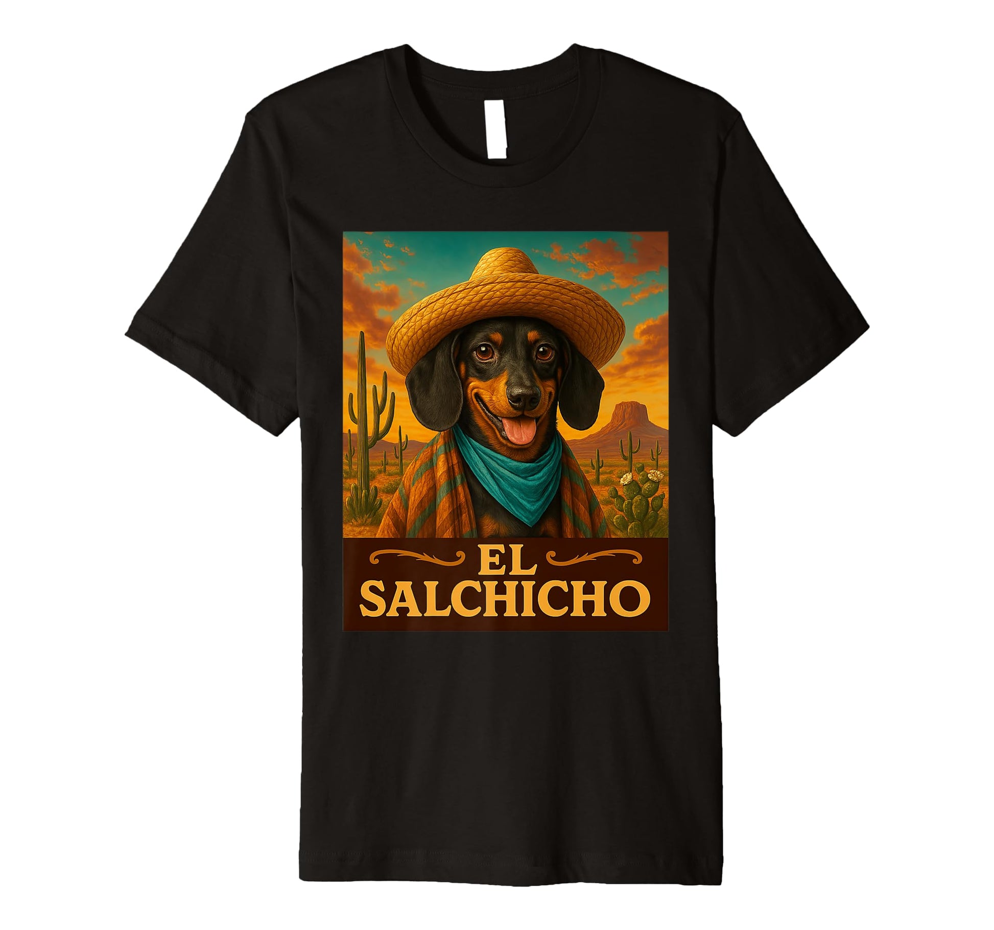 Dachshund El Salchicho Wild West Cowboy T-Shirt - Trendy Graphic Unisex - T-Shirt, Sweatshirt, Hoodie
