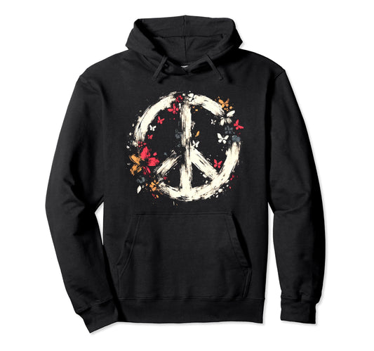 60S 70S Peace Love And Groovy Flower Hoodie - Minimalist Print Unisex - T-Shirt, Sweatshirt, Hoodie