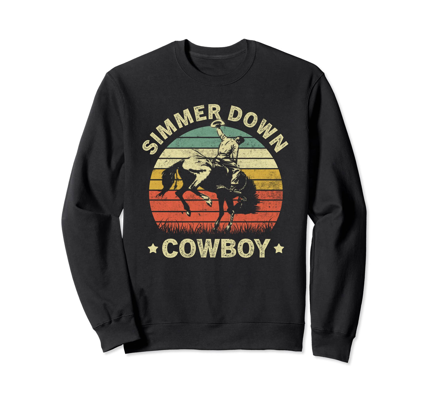 Simmer Down Cowboy Horseback Western Sweatshirt - Minimalist Print Unisex - T-Shirt, Sweatshirt, Hoodie