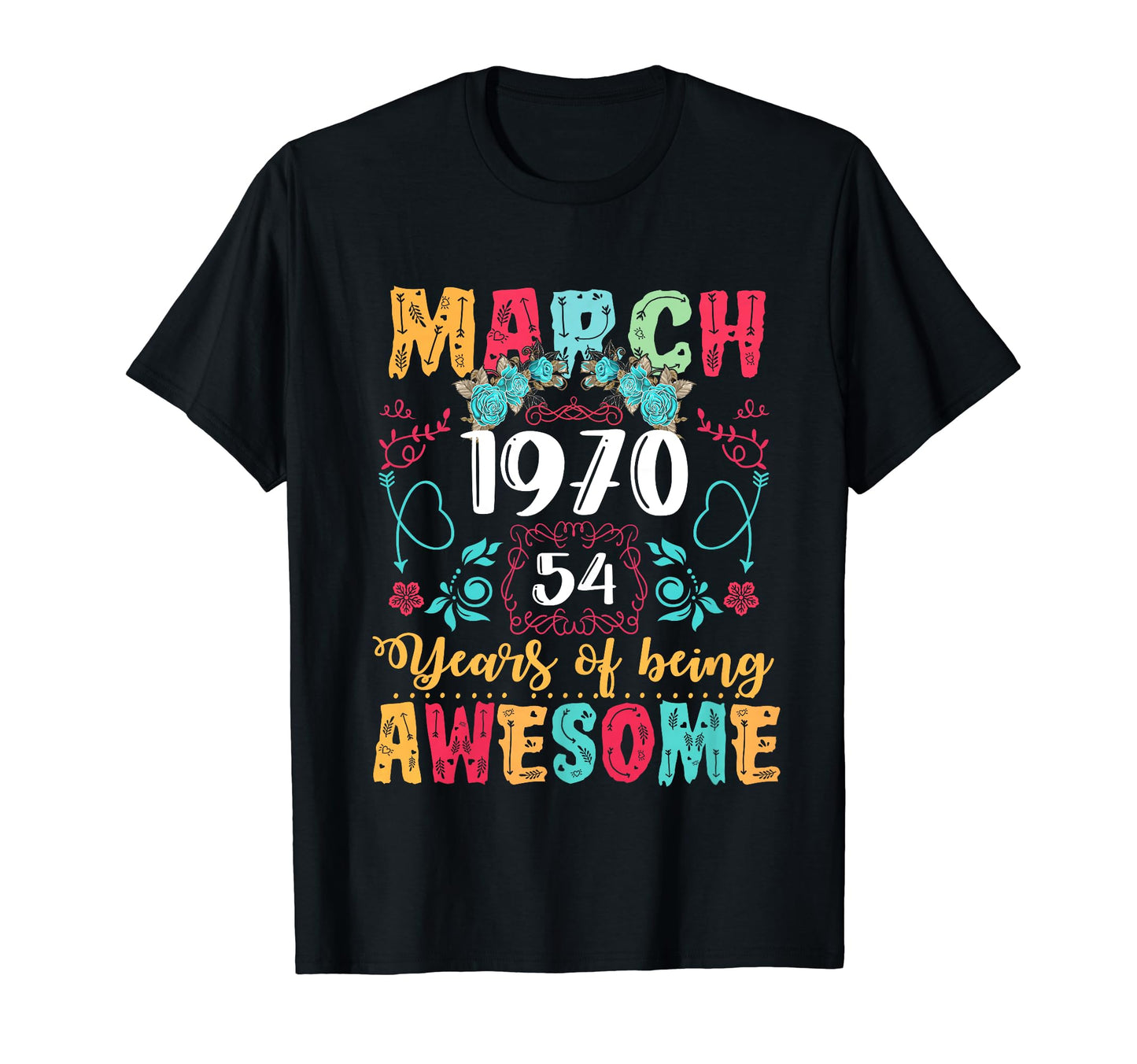 Made March 1970 54Th Birthday Boho T-Shirt - Minimalist Print Men Women - T-Shirt, Sweatshirt, Hoodie